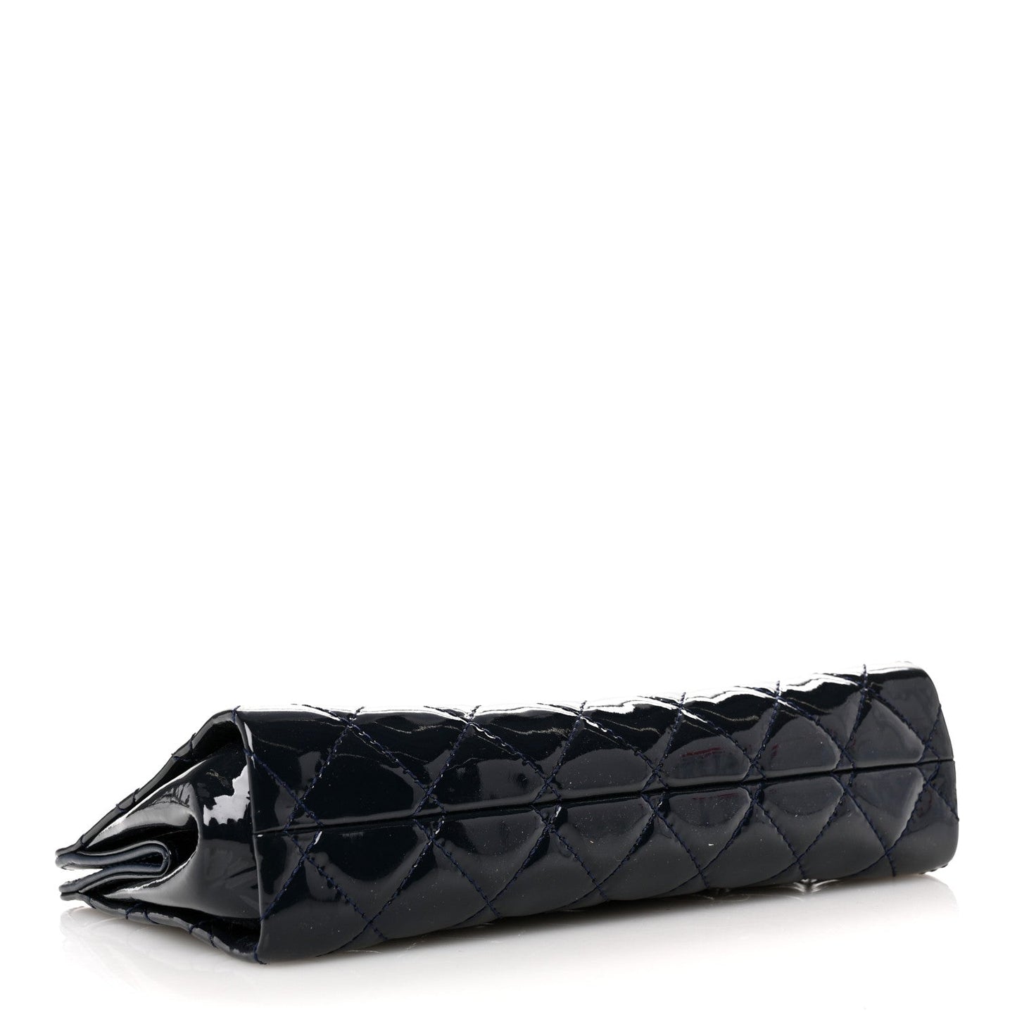 Chanel Patent CC Quilted Timeless Clutch Navy
