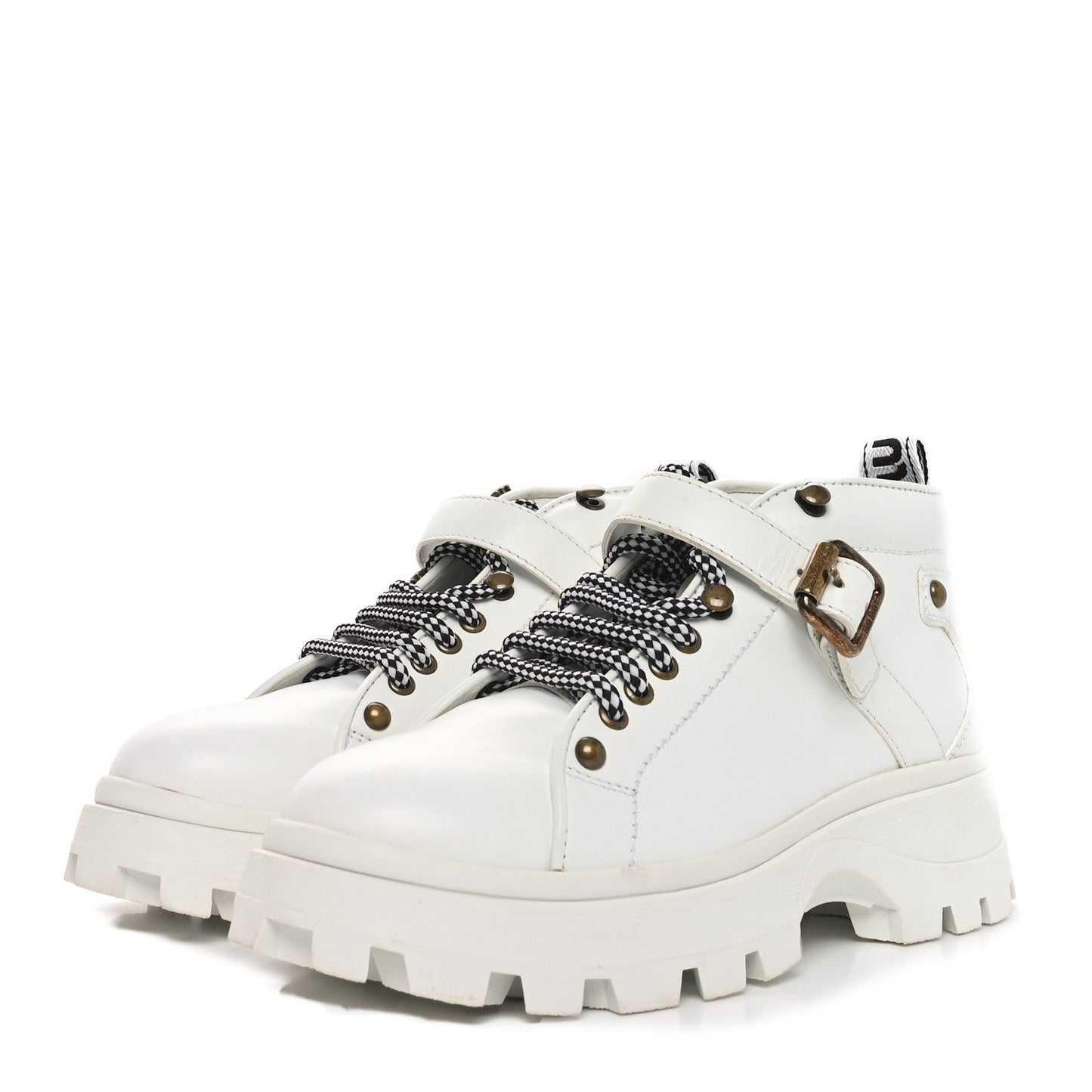 Miu Miu Calfskin Lace Up Ankle Boots 40 White