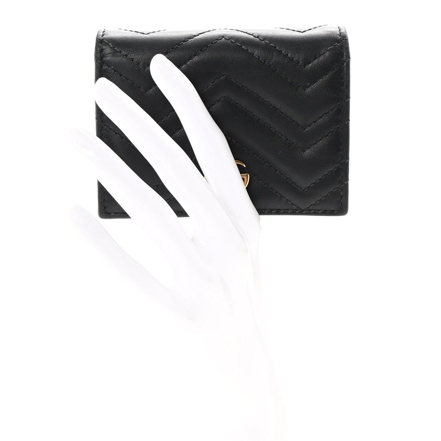 Gucci Calfskin Matelasse GG Marmont Card Case Wallet Black