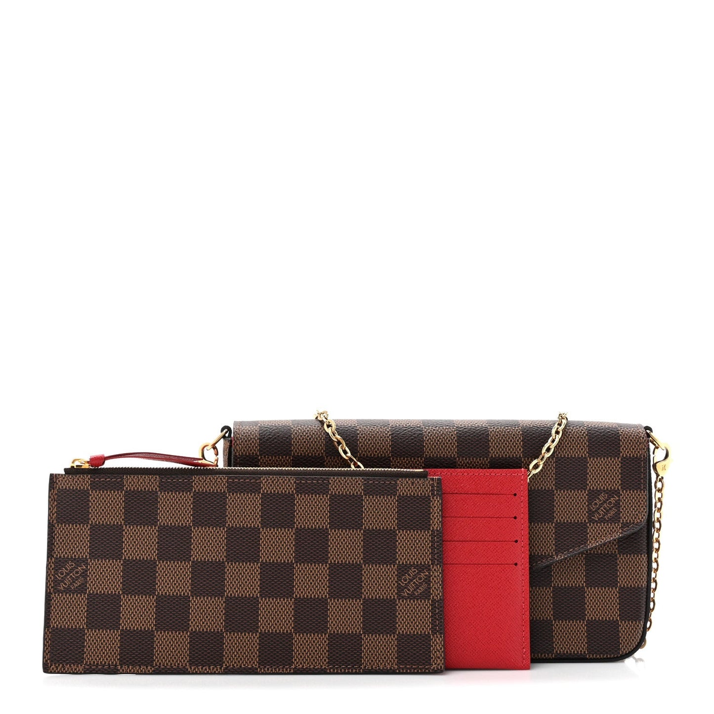 Louis Vuitton Damier Ebene Pochette Felicie Chain Wallet