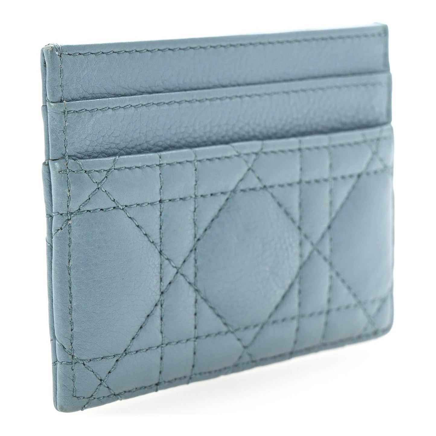 Christian Dior Supple Calfskin Cannage Caro Five-Slot Card Holder Turquoise