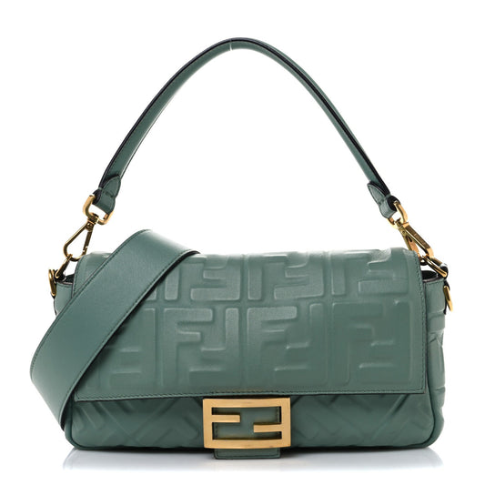 Fendi Nappa FF 1974 Embossed Baguette Menta
