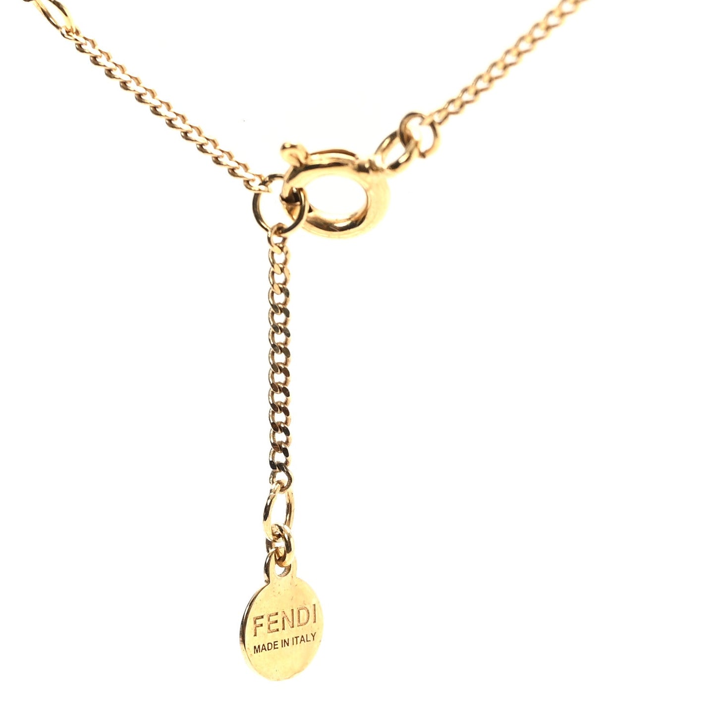 Fendi Metal Karligraphy Necklace Gold
