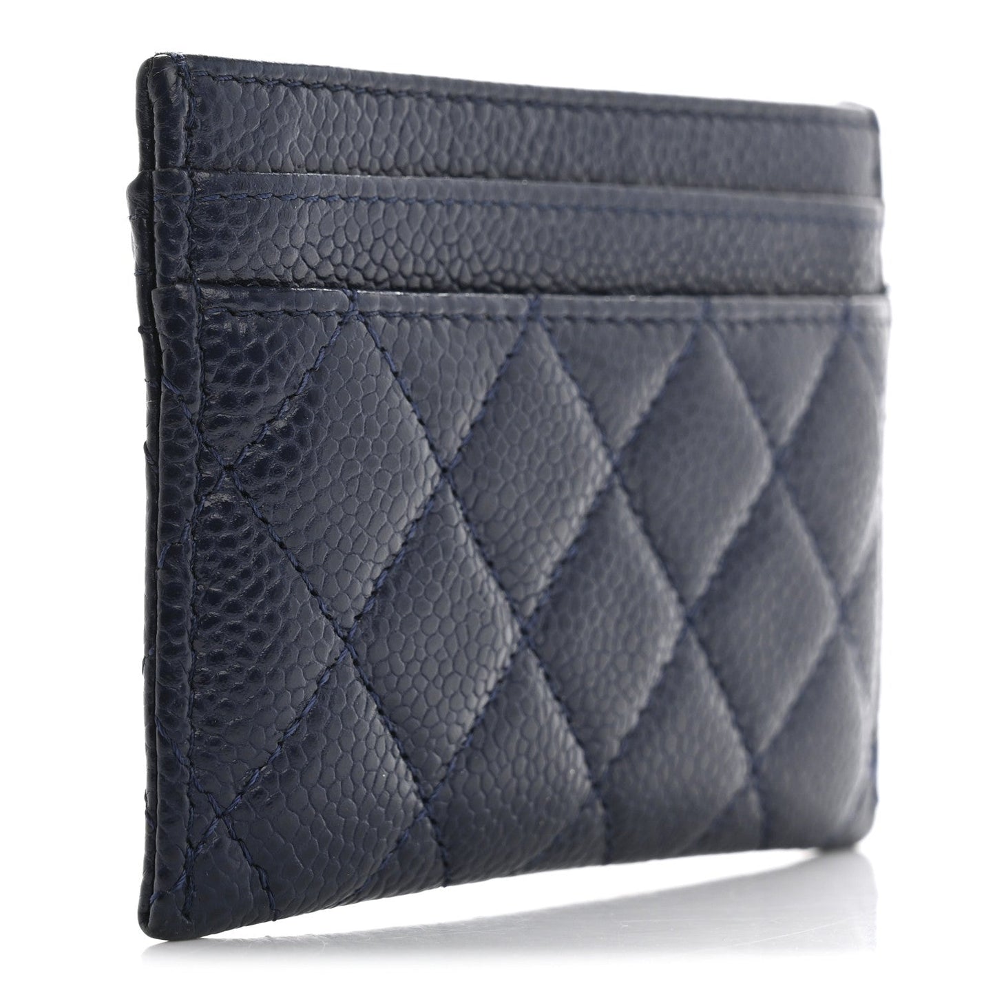 Chanel Caviar Quilted Boy Card Holder Navy Blue