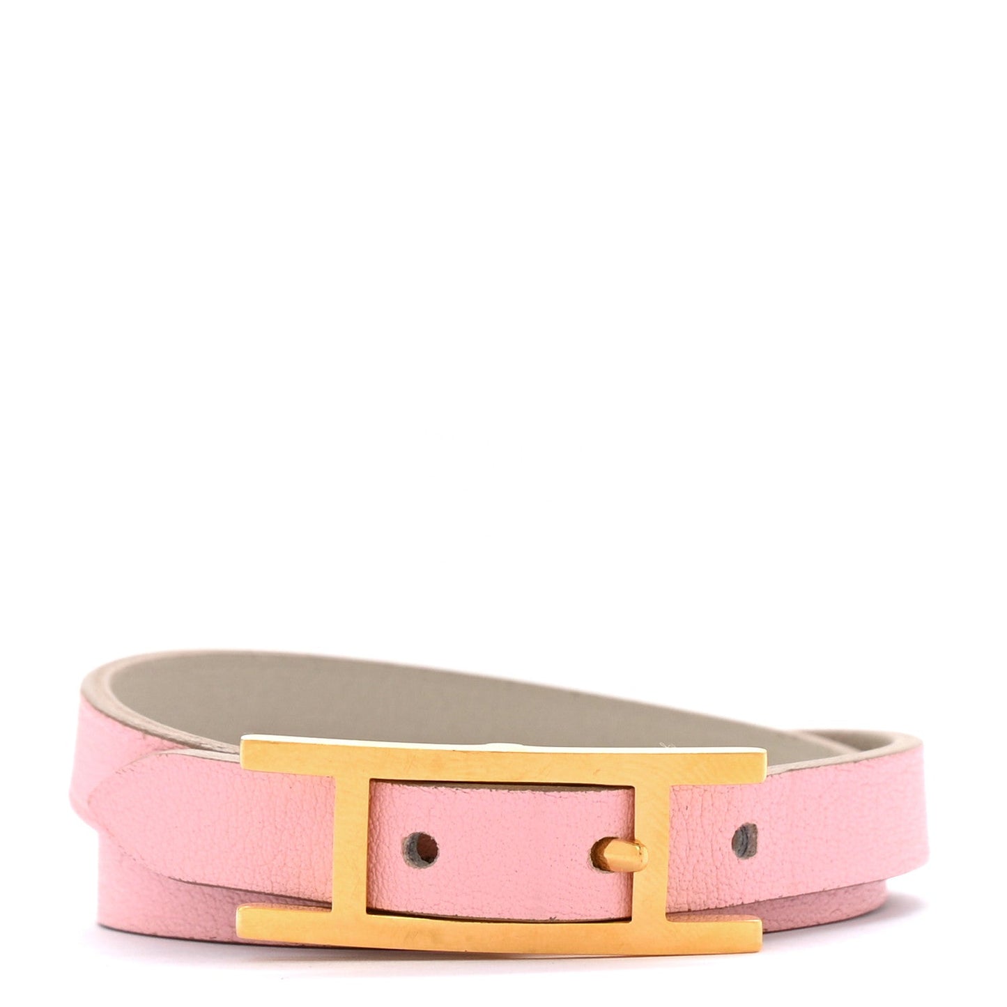 Hermes Swift Behapi Double Tour Bracelet T2 Rose Sakura Gris Perle