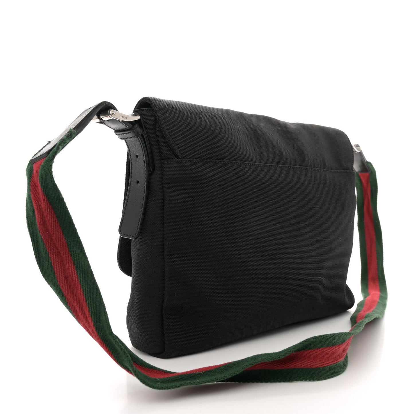 Gucci Techno Canvas Web Large Flap Messenger Bag Black