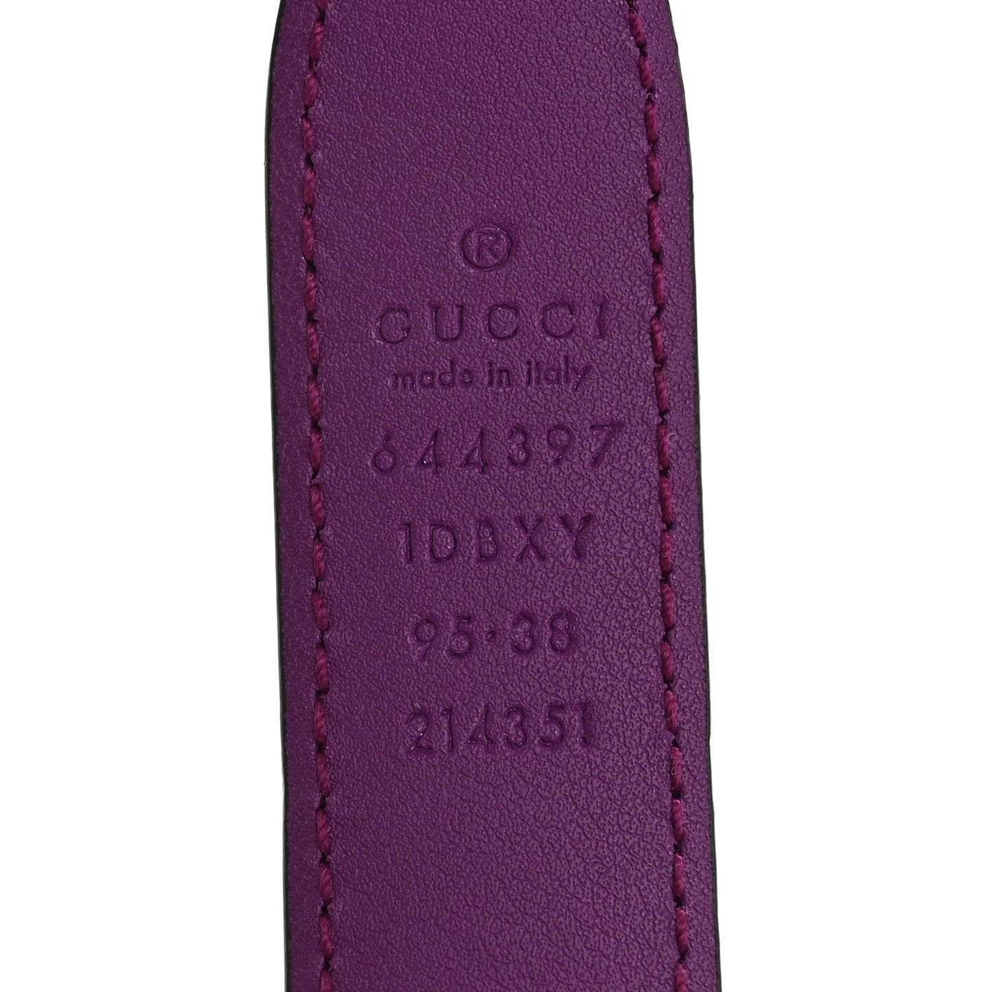 Gucci Efesto Leather Womens Horsebit 15/23mm Belt 95 38 Purple