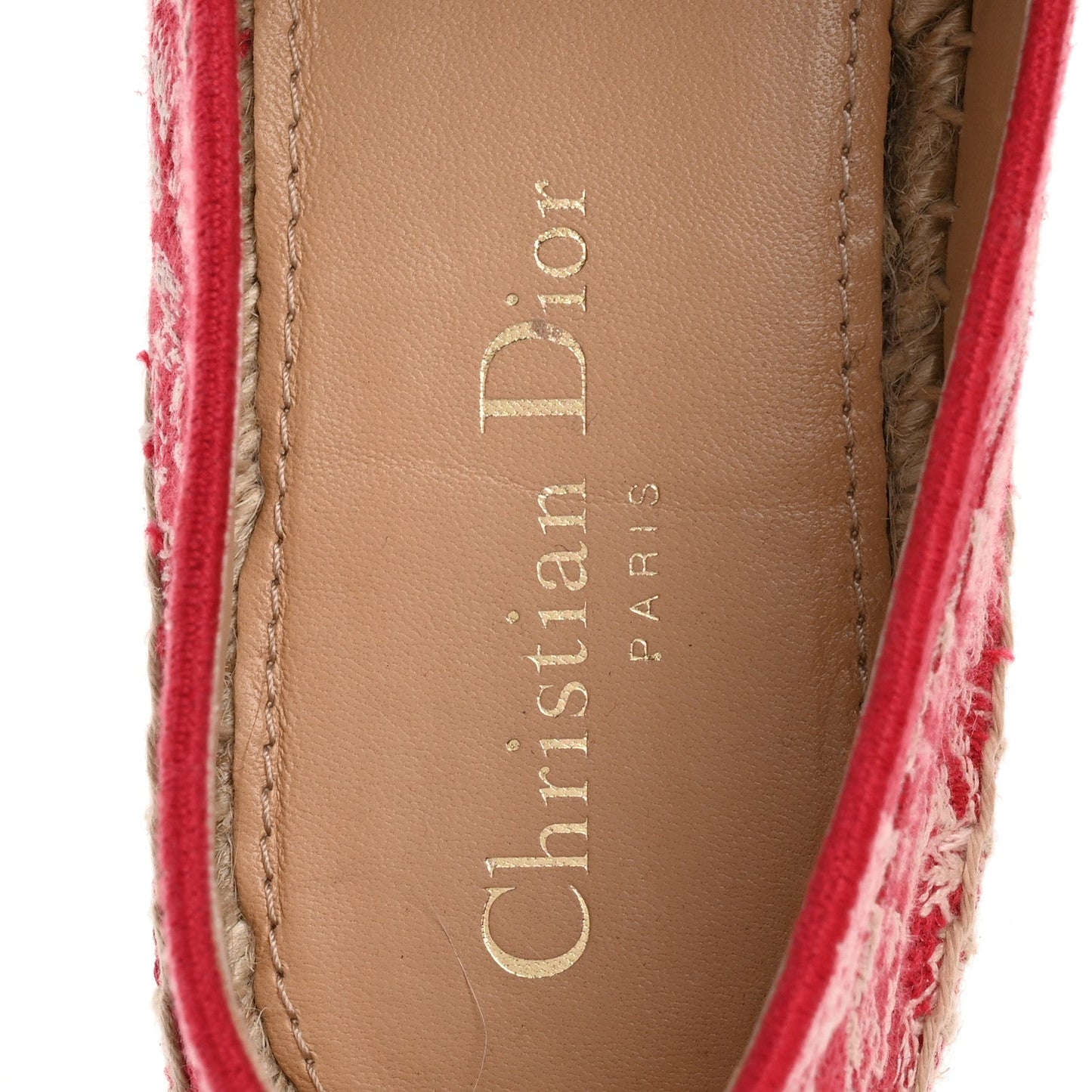 Christian Dior Embroidered Toile De Jouy Granville Espadrille 38.5 Raspberry