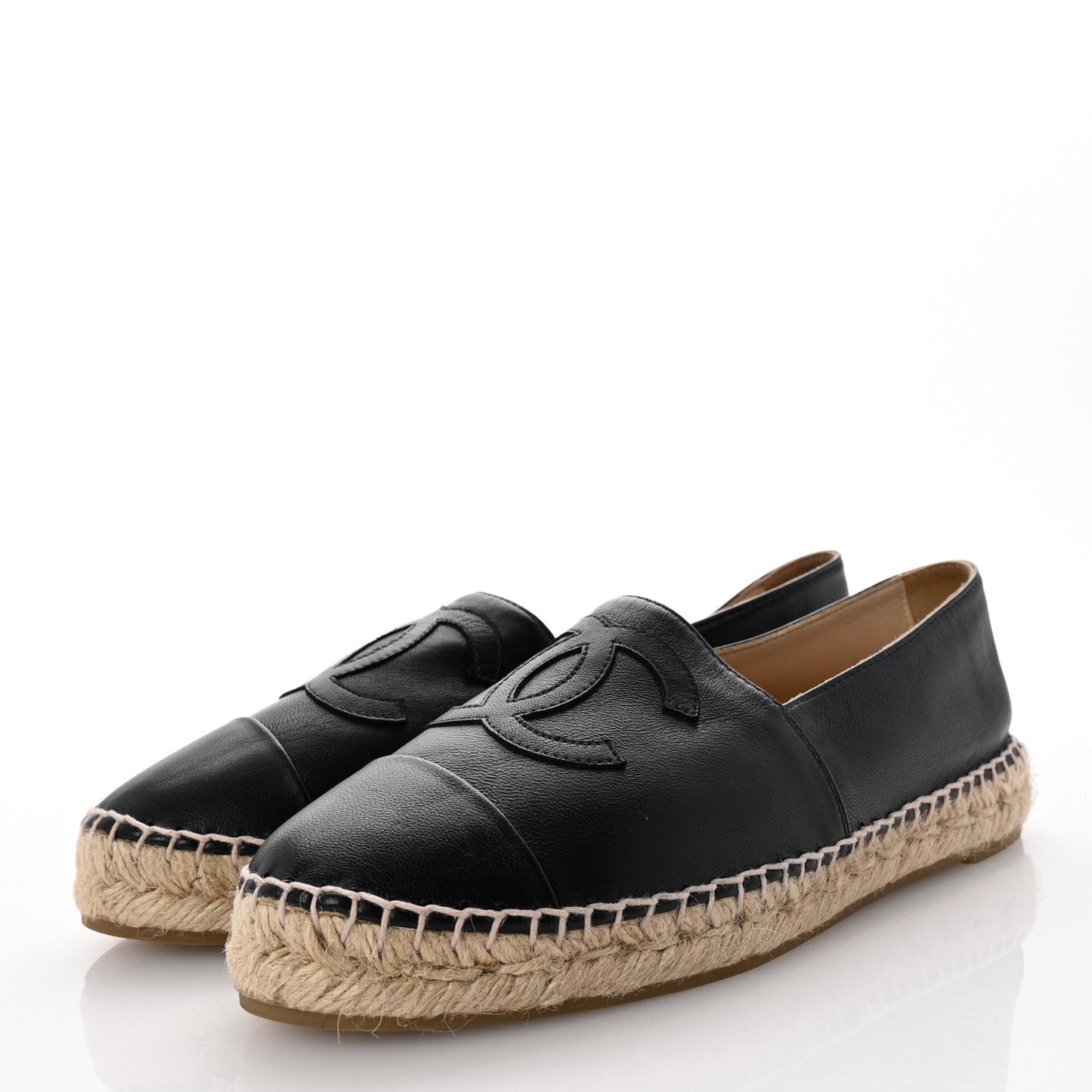 Chanel Lambskin CC Espadrilles 39 Black