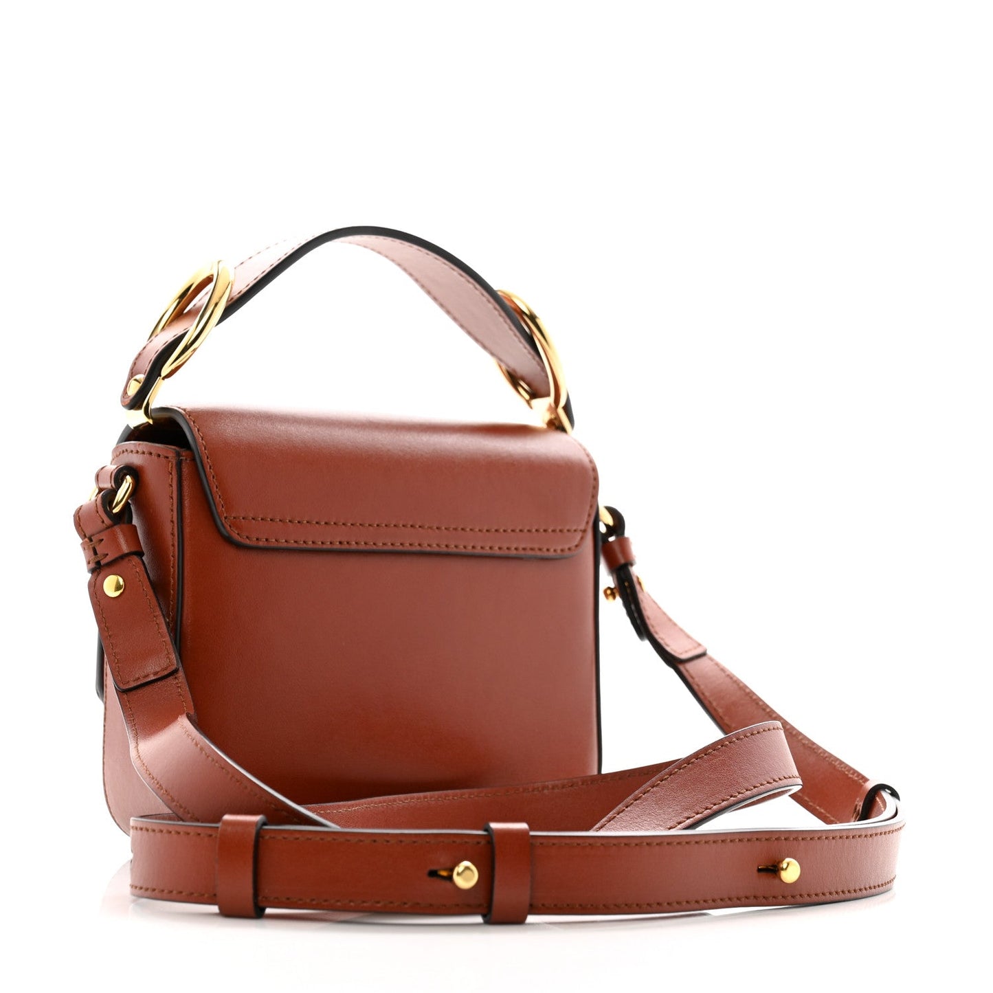 Chloe Shiny Calfskin Suede Mini C Bag Sepia Brown