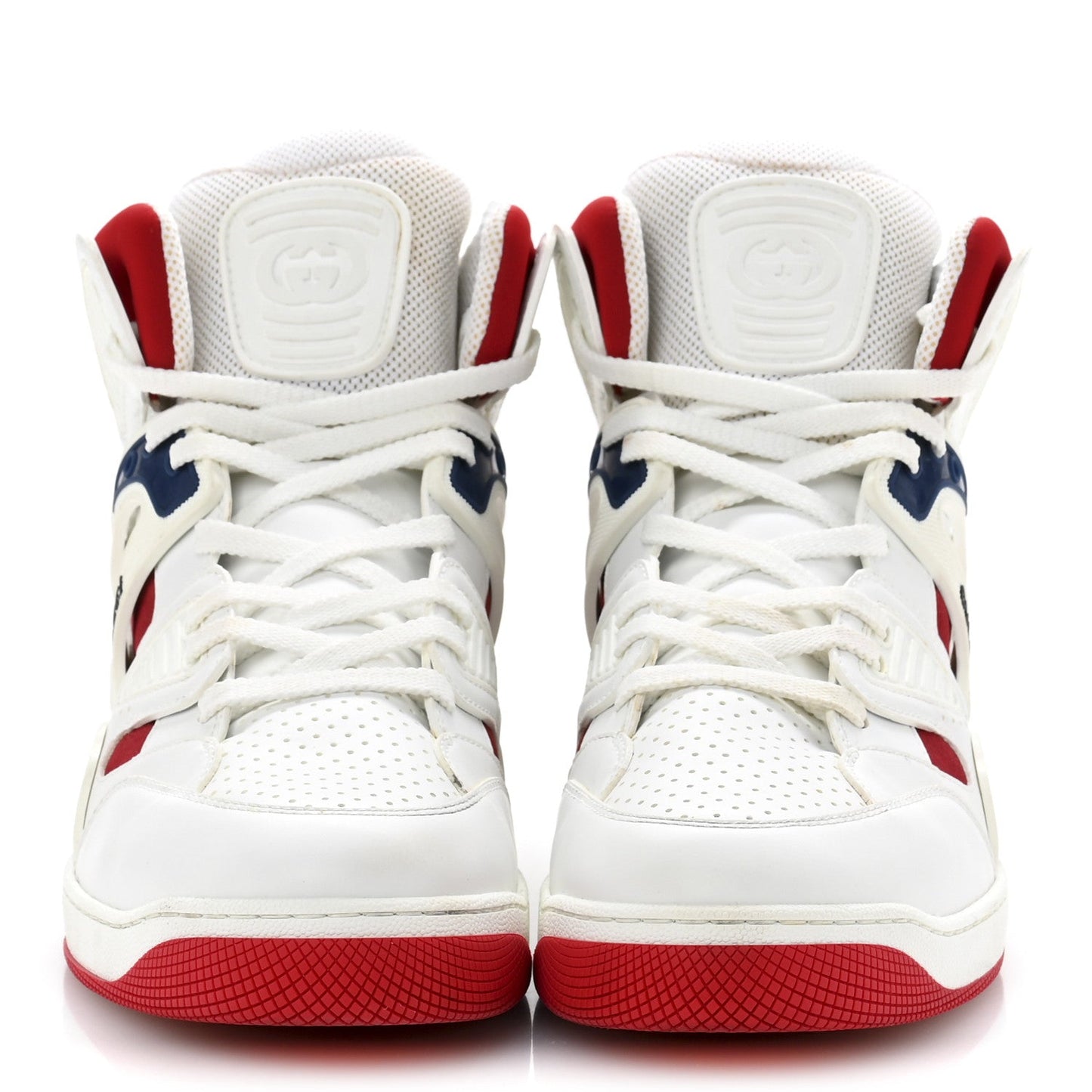 Gucci Demetra GG Supreme Monogram Mens Basket High Top Sneakers 11 Great White Red Blue
