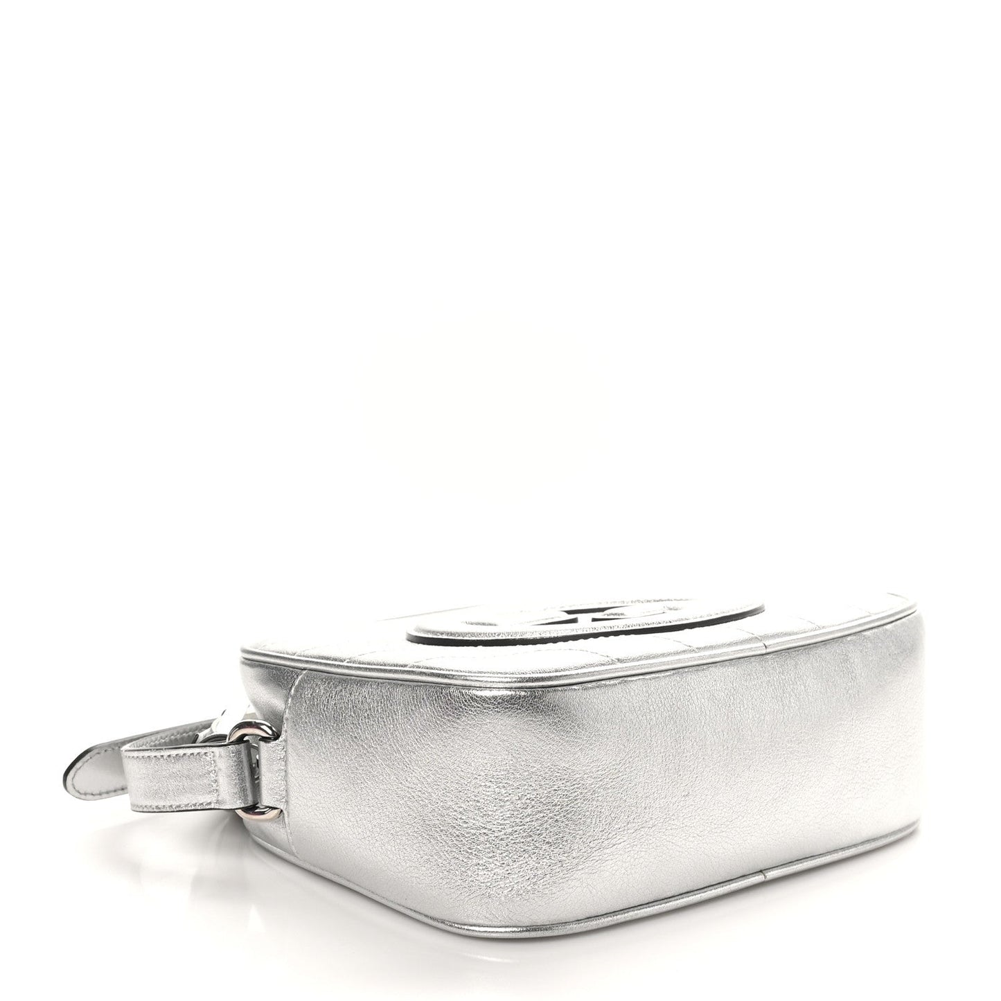 Gucci Metallic Sakai Be Green Calfskin Diagonal Stitched Small Blondie Shoulder Bag Silver