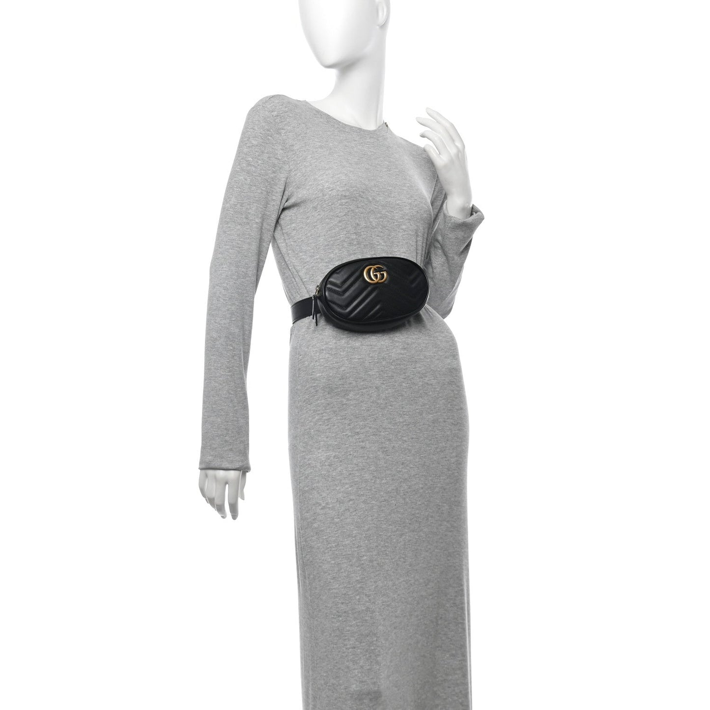 Gucci Calfskin Matelasse GG Marmont Belt Bag 75 30 Black