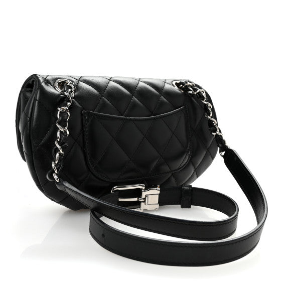 Chanel Calfskin Quilted CC Uniform Flap Belt Bag Black