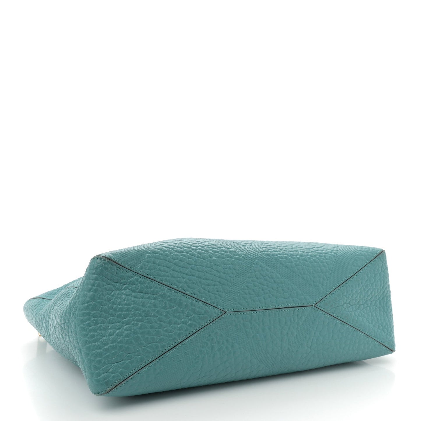 Burberry Heritage Grain Check Embossed Medium Dewsbury Tote Turquoise