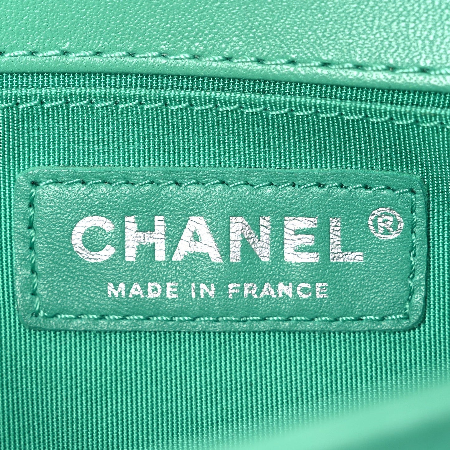Chanel Lambskin Rubber Quilted Small Tone Boy Flap Green Black