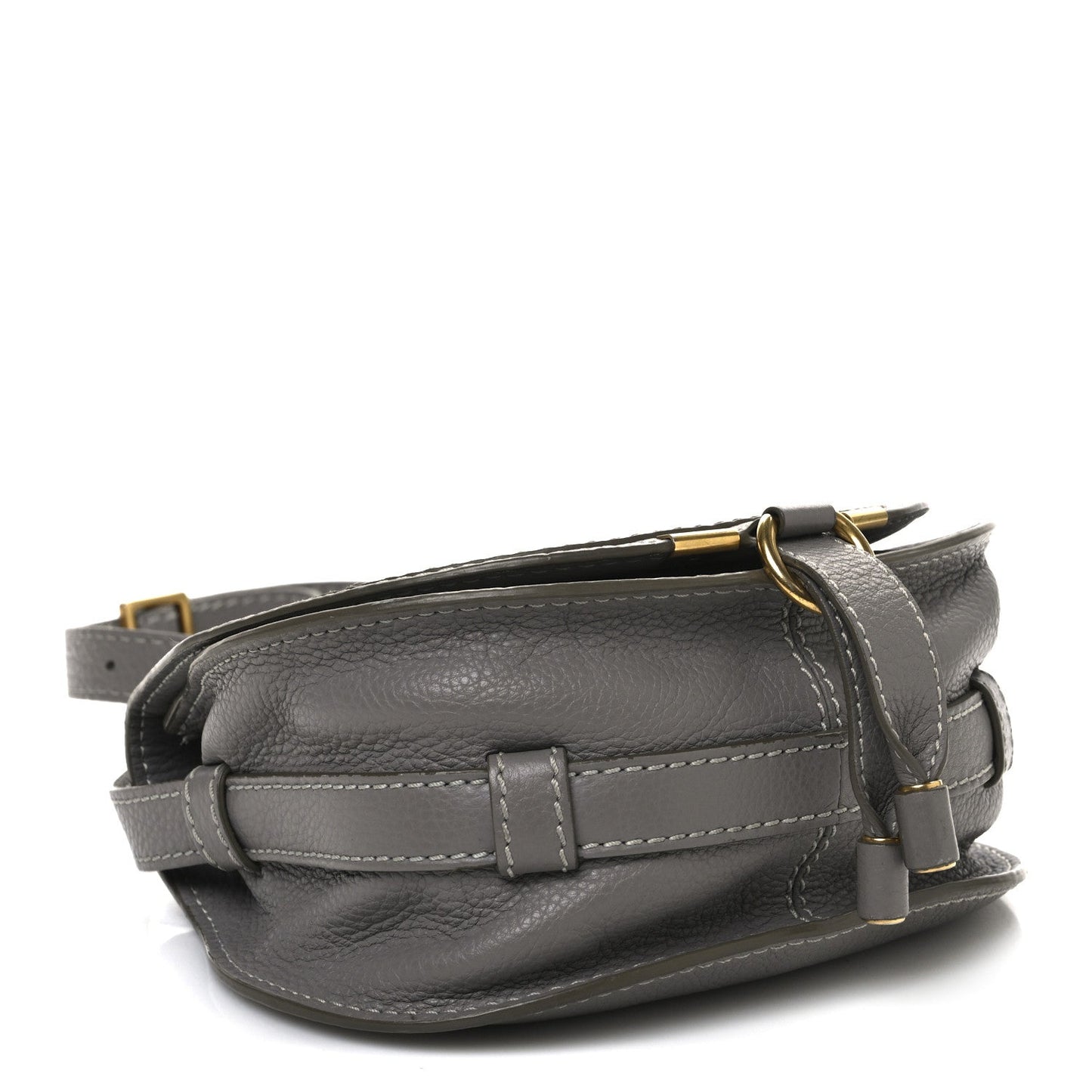 Chloe Calfskin Mini Marcie Round Crossbody Bag Cashmere Grey