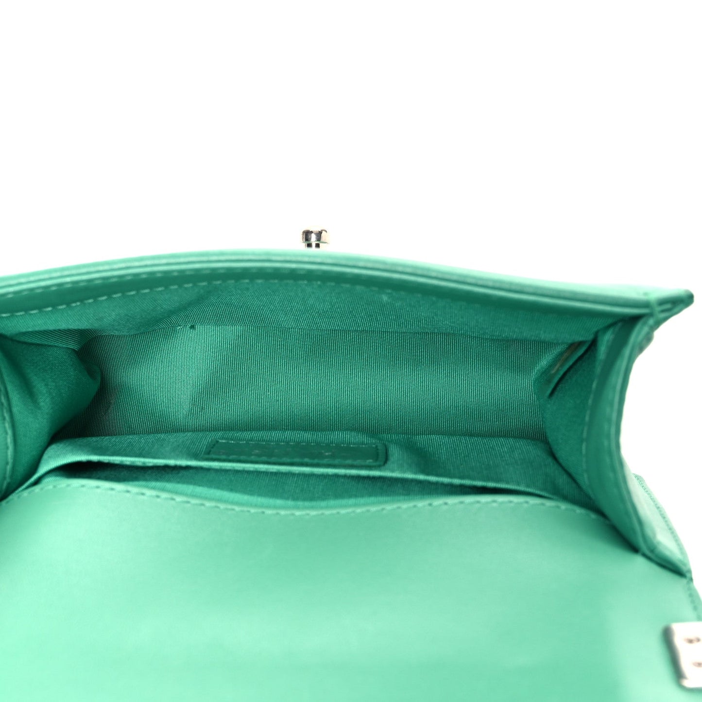 Chanel Lambskin Rubber Quilted Small Tone Boy Flap Green Black