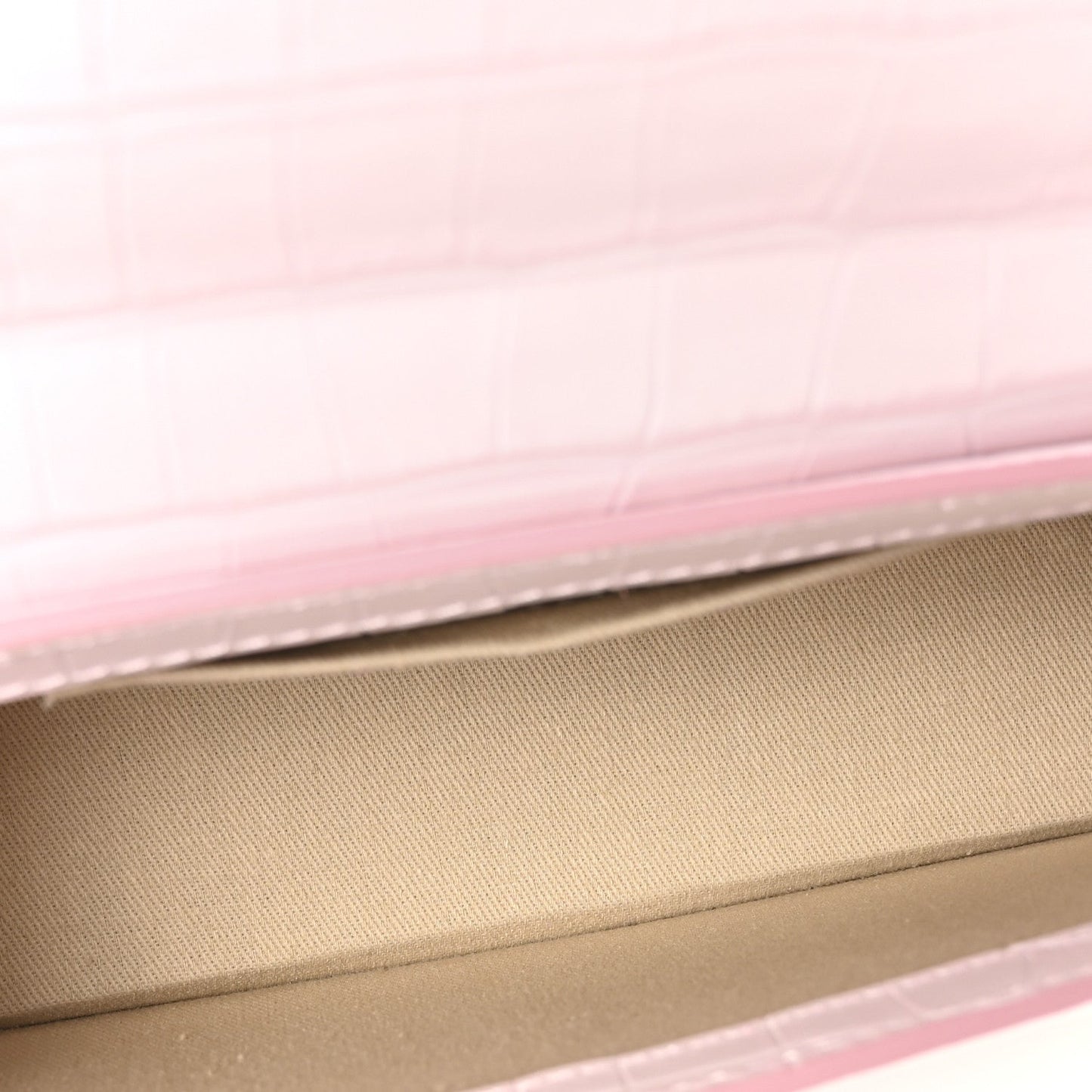 Jacquemus Calfskin Crocodile Embossed Le Chiquito Long Pale Pink