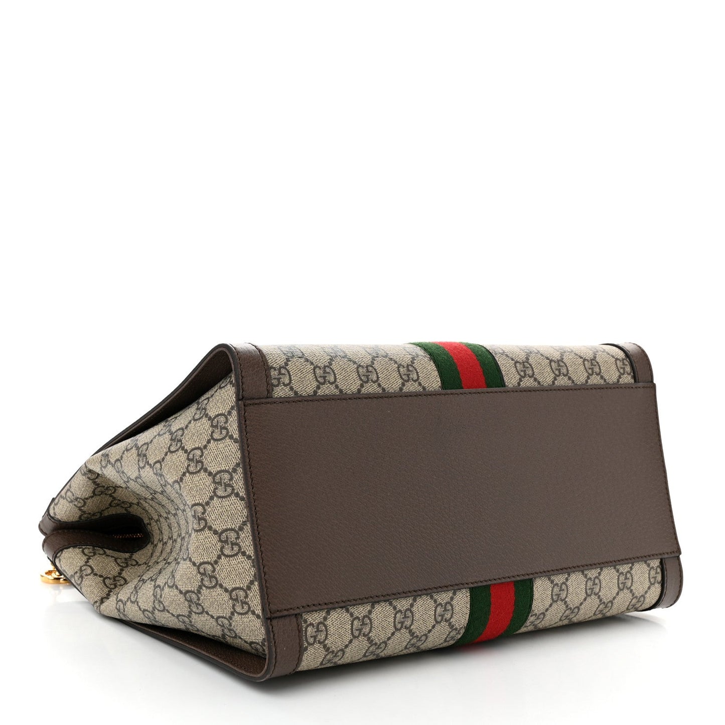 Gucci GG Supreme Monogram Web Medium Ophidia Tote Bag Brown