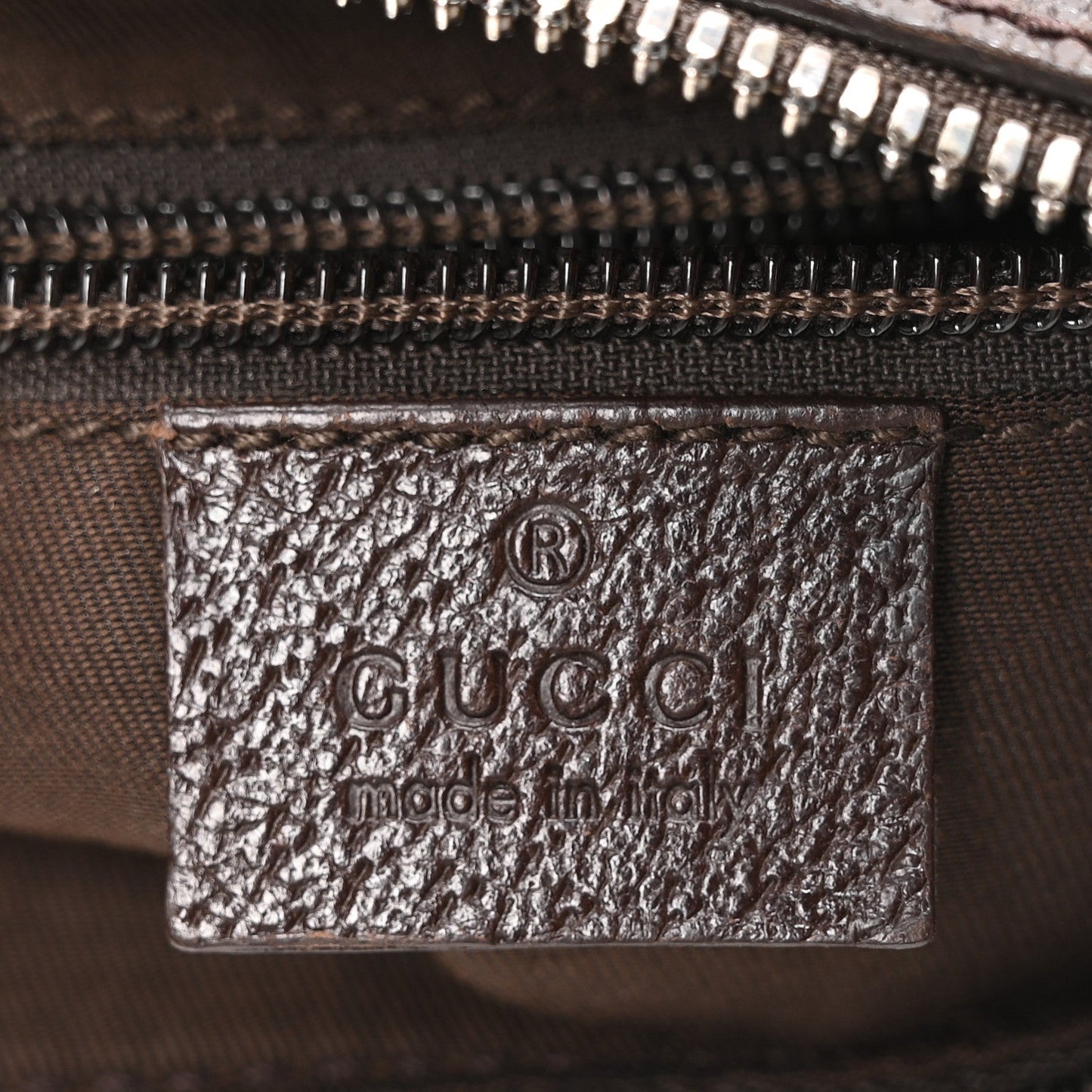 Gucci Monogram Medium Half Moon Hobo Dark Brown
