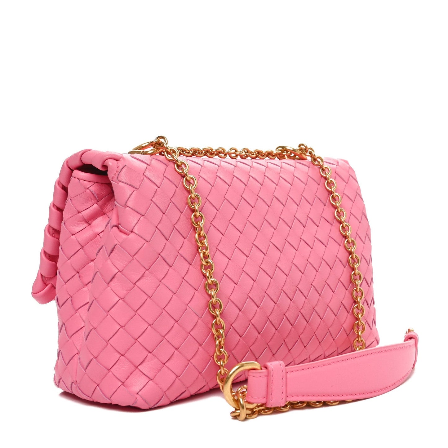 Bottega Veneta Nappa Intrecciato Small Olimpia Shoulder Bag Antique Pink