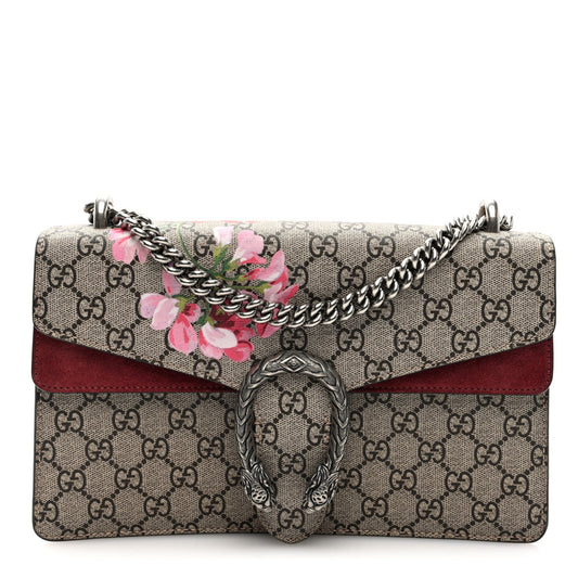 Gucci GG Supreme Monogram Blooms Small Dionysus Shoulder Bag Beige Multicolor Dry Rose