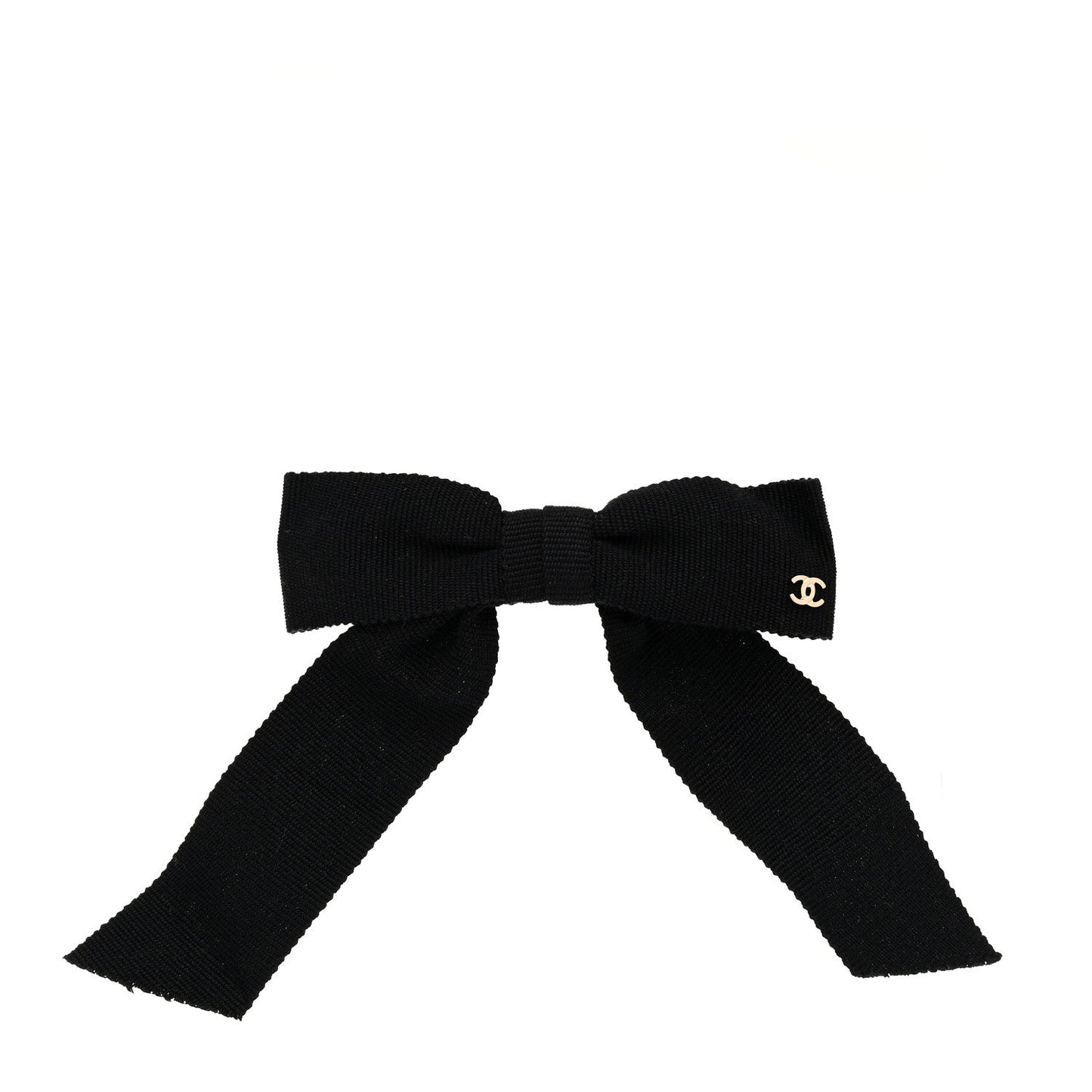 Chanel Grosgrain Bow CC Hair Clip Black