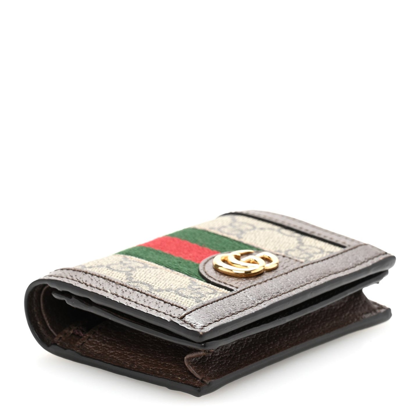 Gucci GG Supreme Monogram Web Ophidia Card Case Beige New Acero