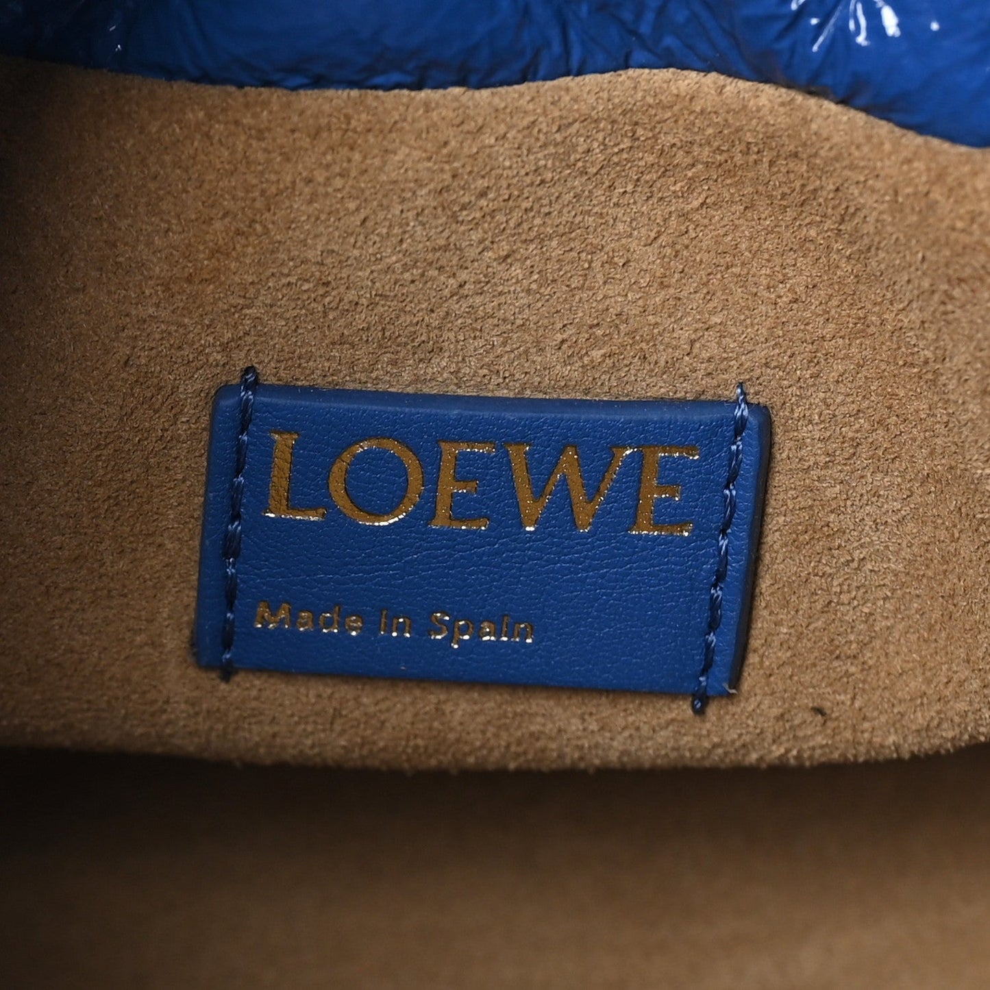 Loewe Crackle Patent Calfskin Medium Flamenco Knot Bag Royal Blue