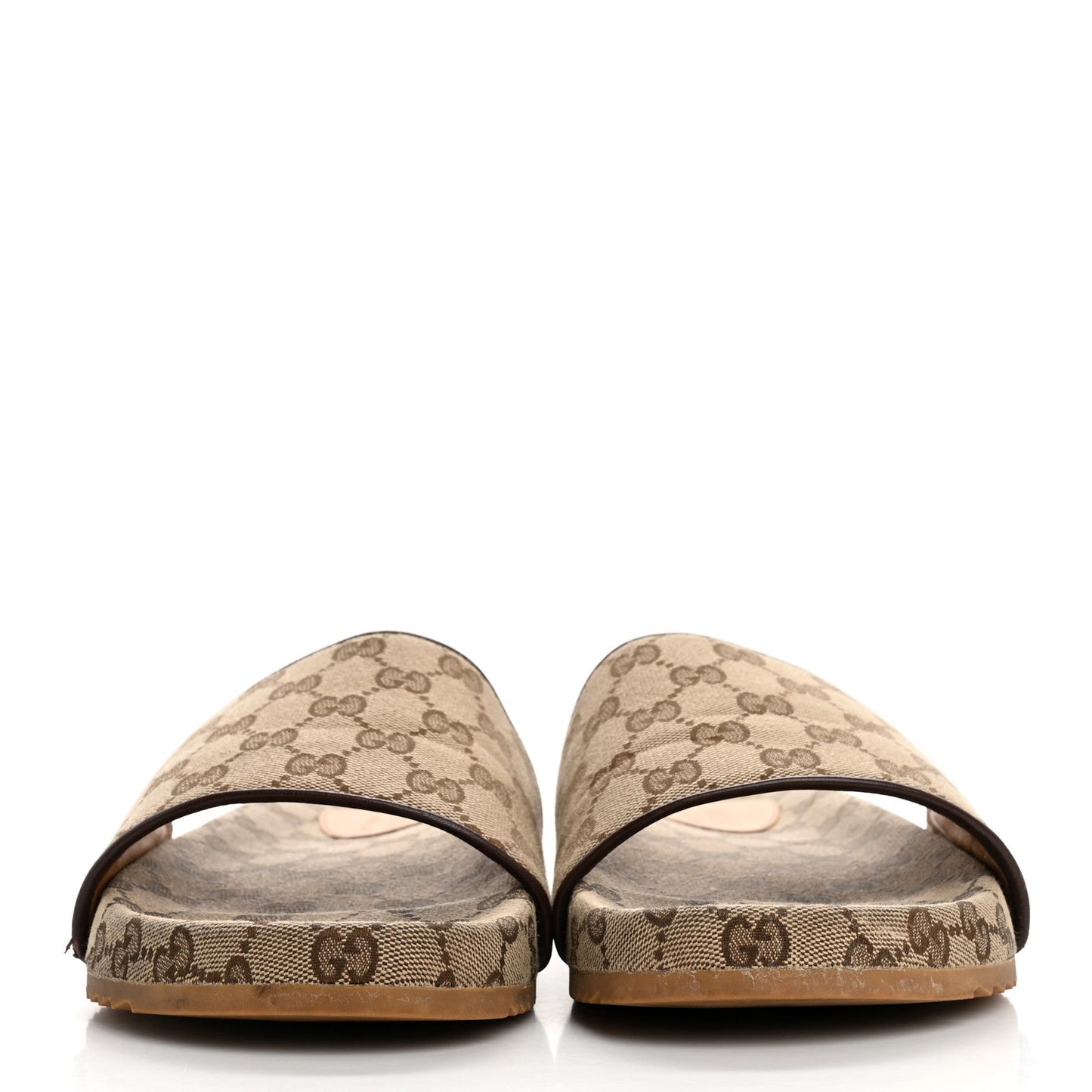 Gucci Canvas GG Monogram Mens Slide Sandals 10 Beige