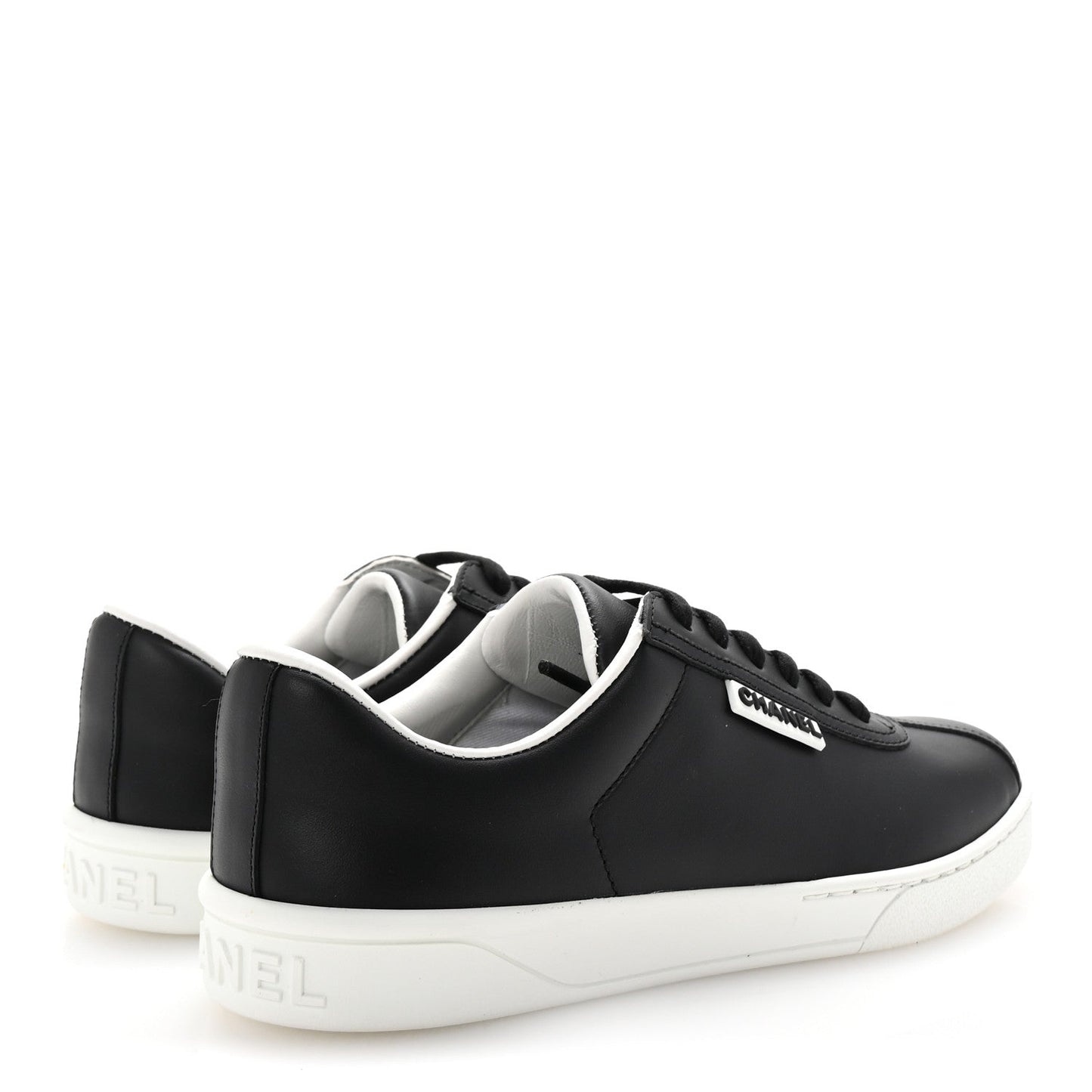 Chanel Calfskin CC Uniform Womens Sneakers 37 Black