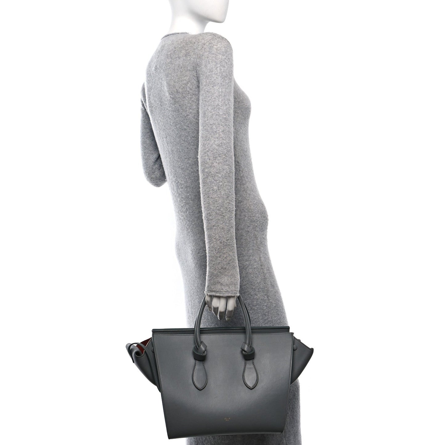 Celine Smooth Calfskin Small Tie Knot Tote Crystal Grey