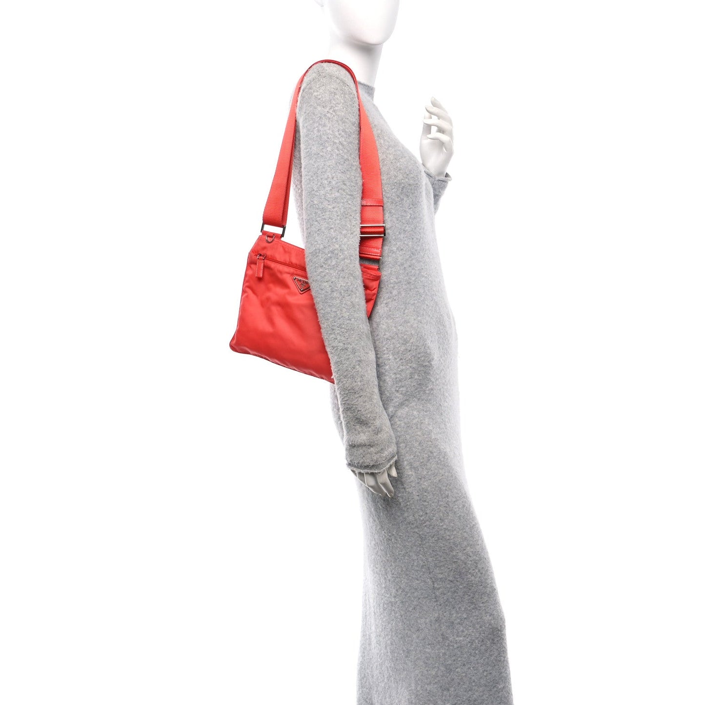 Prada Nylon Vela Flat Messenger Bag Corallo