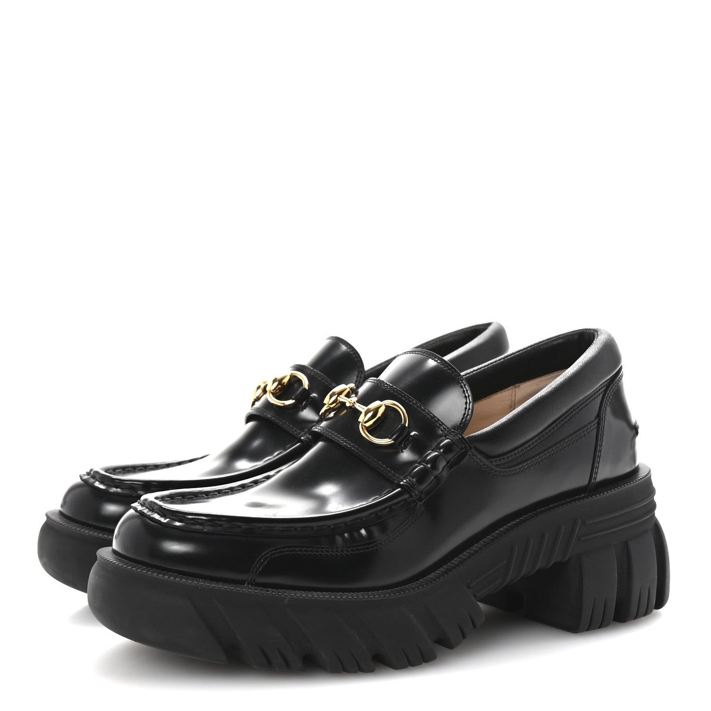 Gucci Cordovan Lux Womens Harald Horsebit 25mm Platform Loafers 40 Black