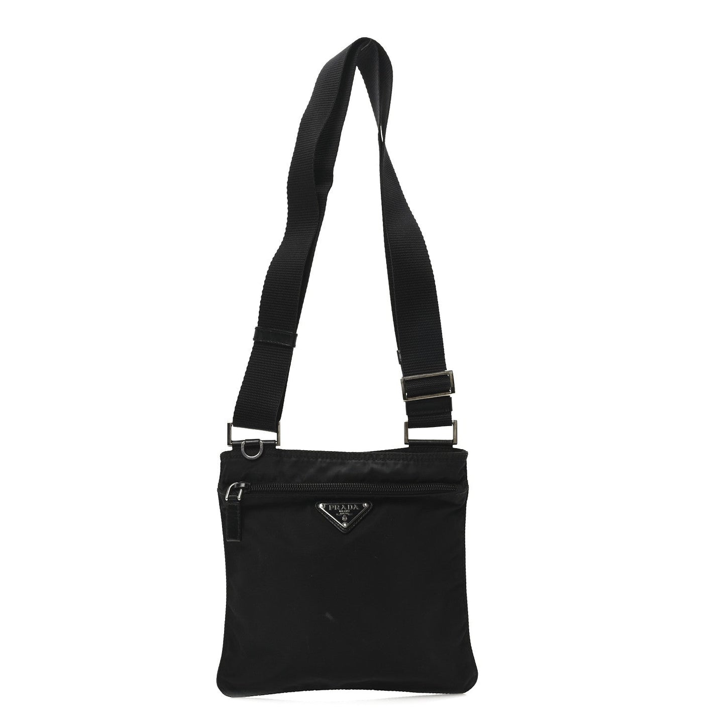 Prada Tessuto Nylon Flat Messenger Bag Black