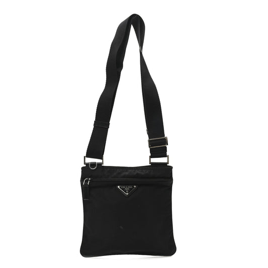 Prada Tessuto Nylon Flat Messenger Bag Black