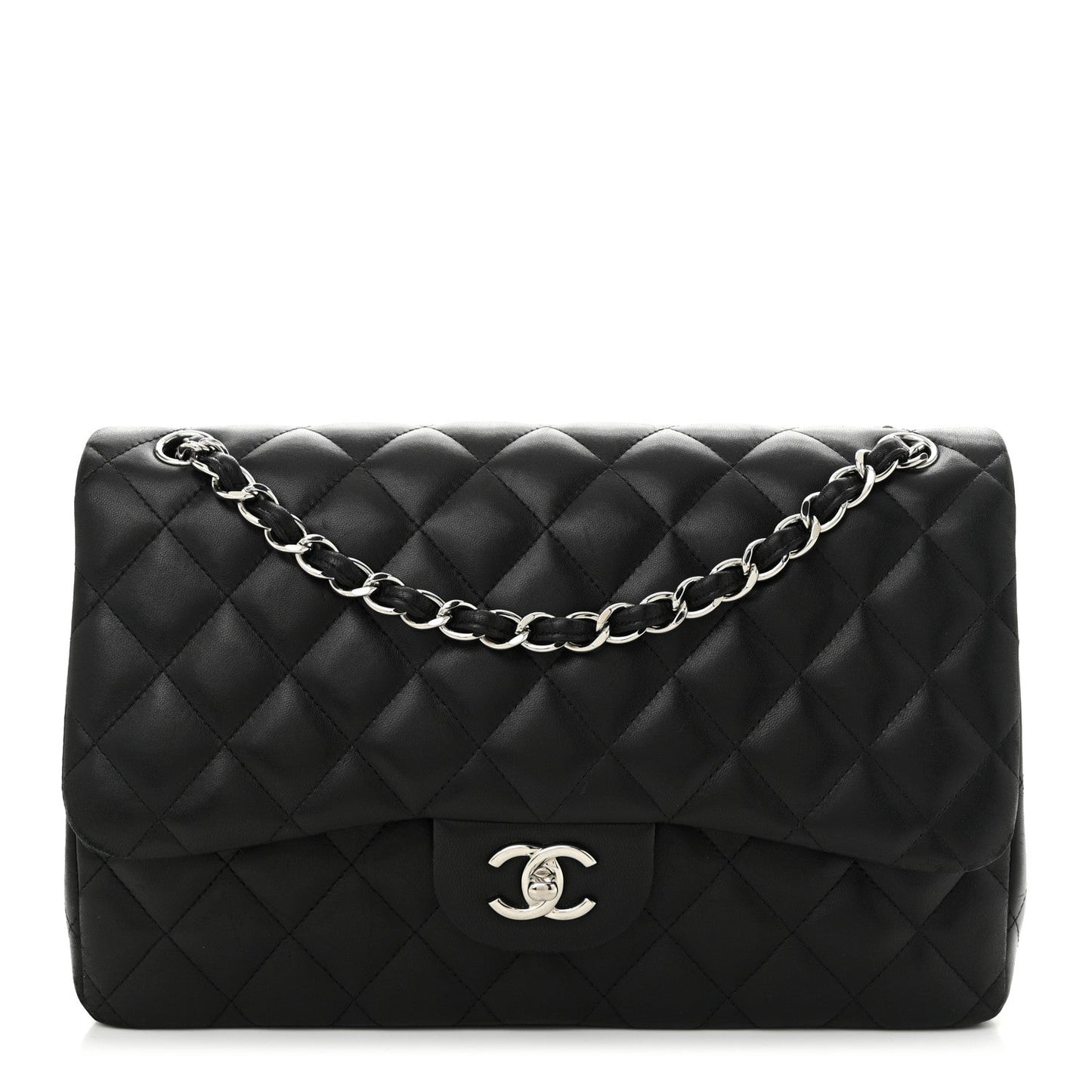 Chanel Lambskin Quilted Jumbo Double Flap Black