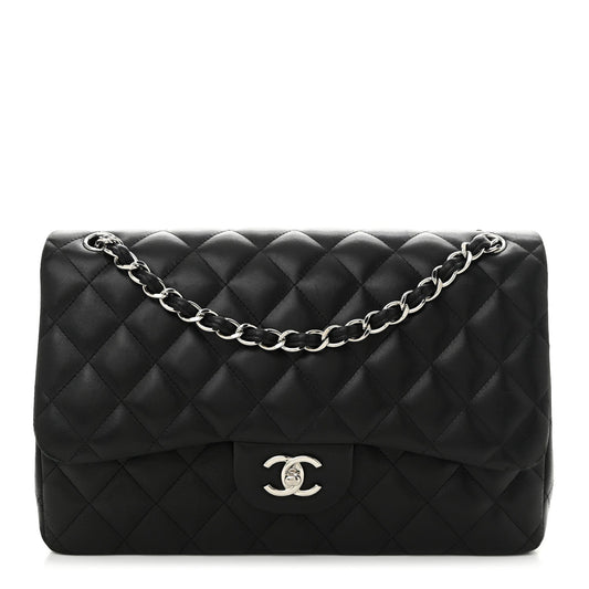 Chanel Lambskin Quilted Jumbo Double Flap Black