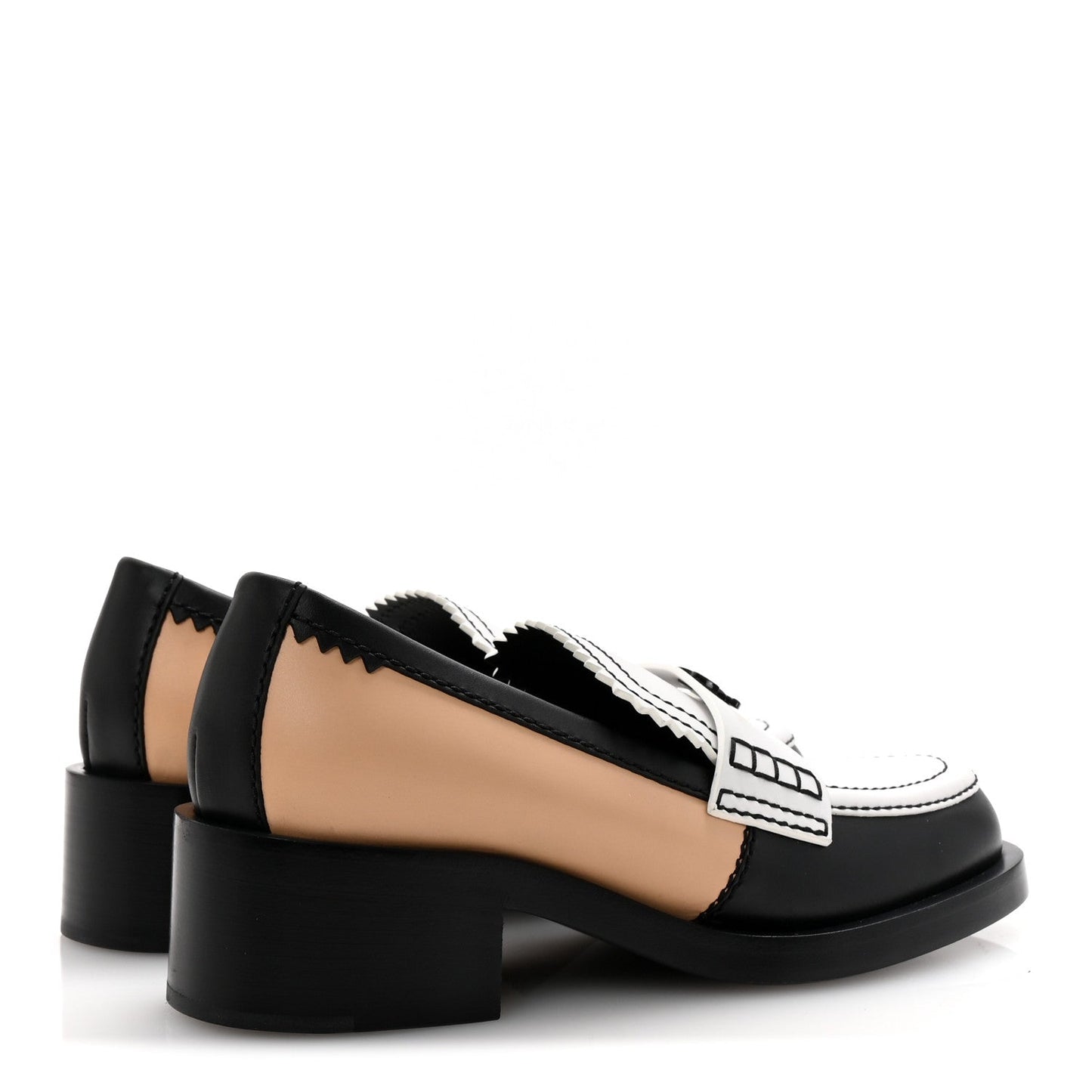 Chanel Calfskin CC Loafers 38 Black White Beige