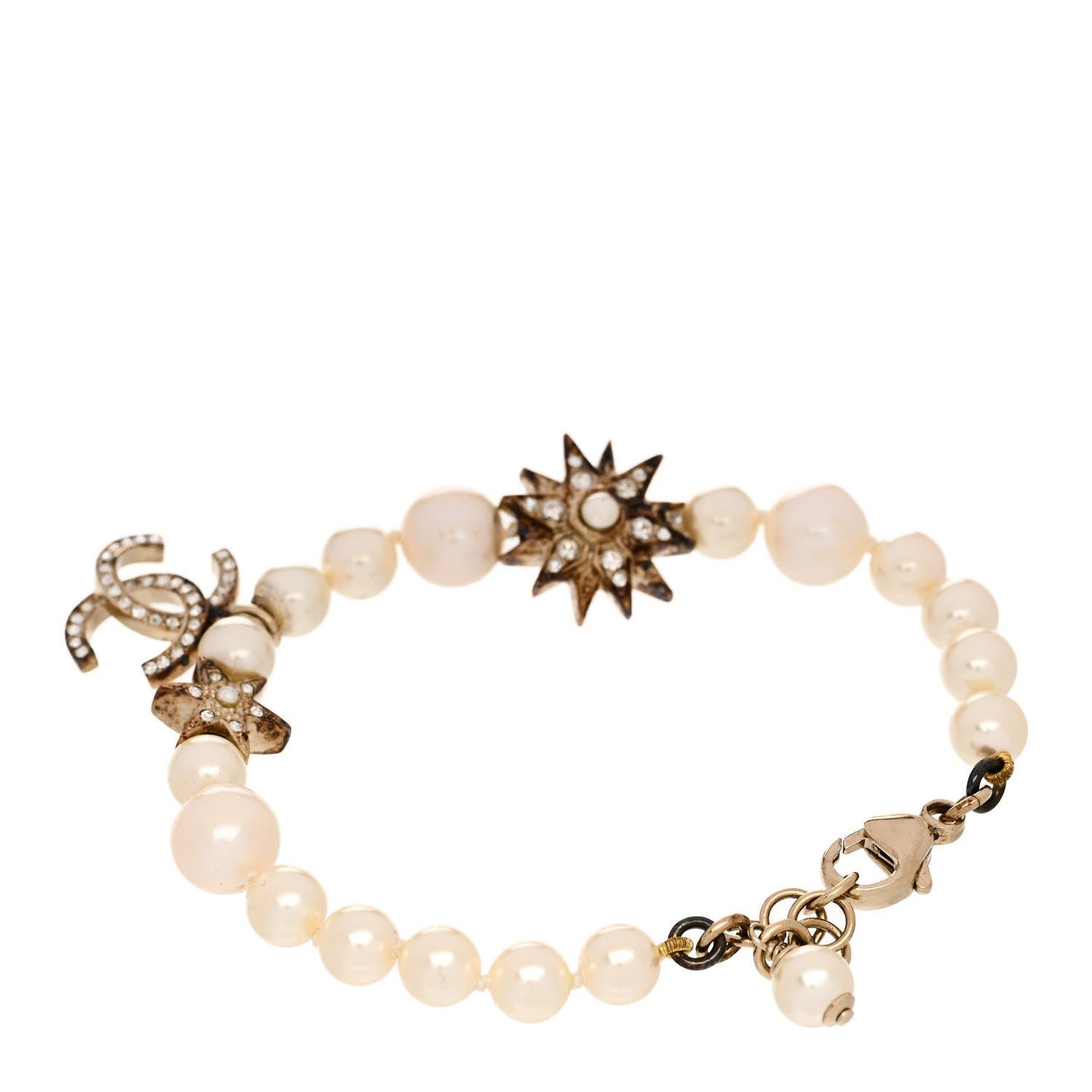 Chanel Pearl Crystal Star CC Bracelet Gold