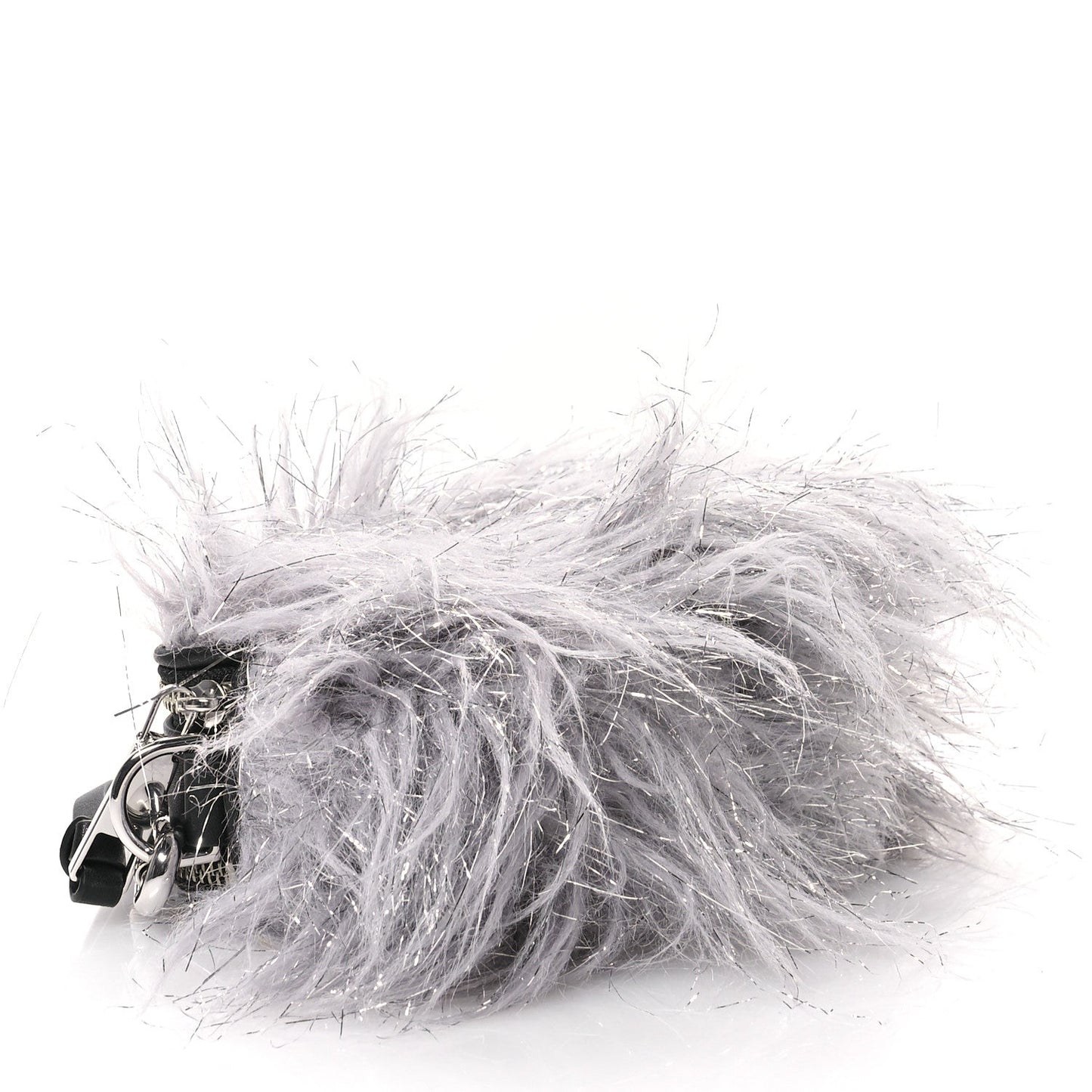 Marc Jacobs Faux Fur Calfskin The Creature Snapshot Camera Bag Grey Silver