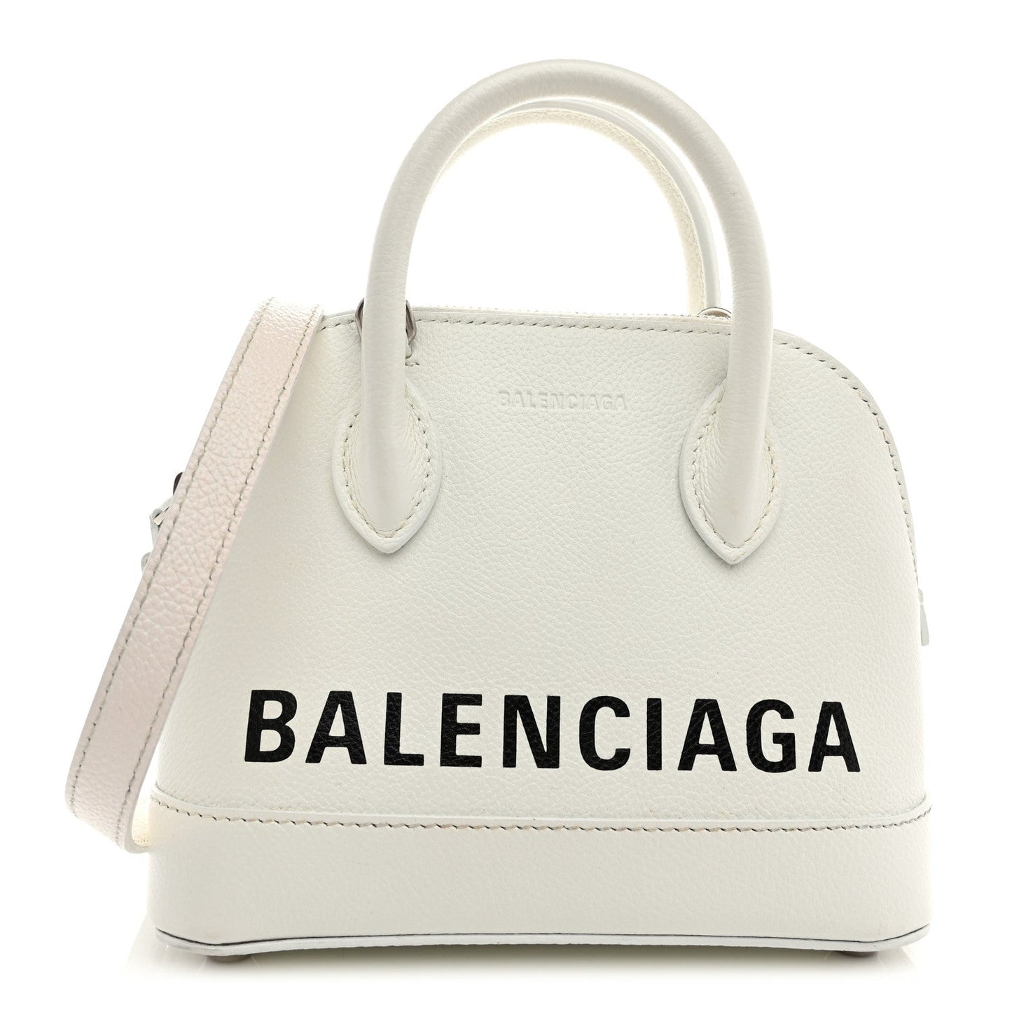 Balenciaga Grained Calfskin XXS Ville Top Handle Bag White Black
