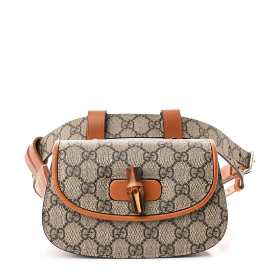 Gucci GG Supreme Monogram Web Bamboo Mini 1947 Belt Bag 85 34  Beige