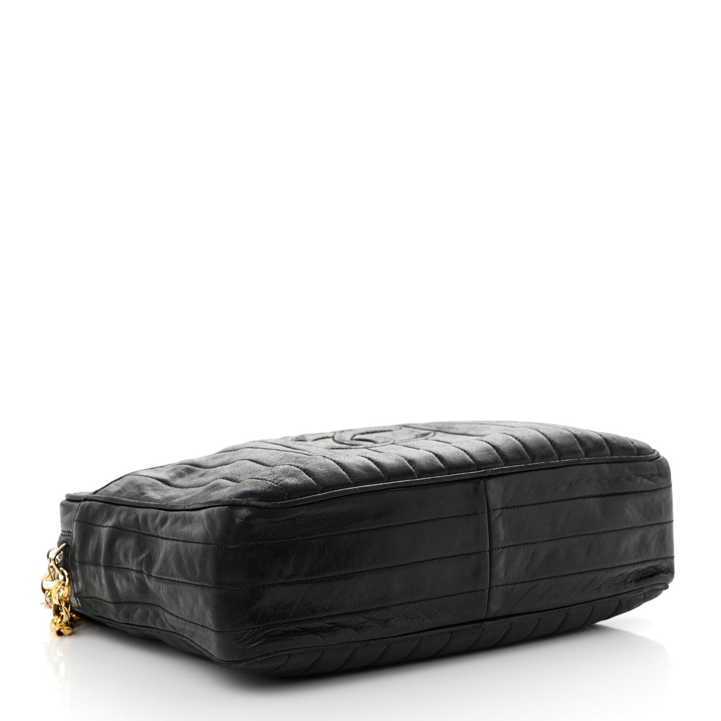 Chanel Lambskin Vertical Quilted Tassel Camera Case Black