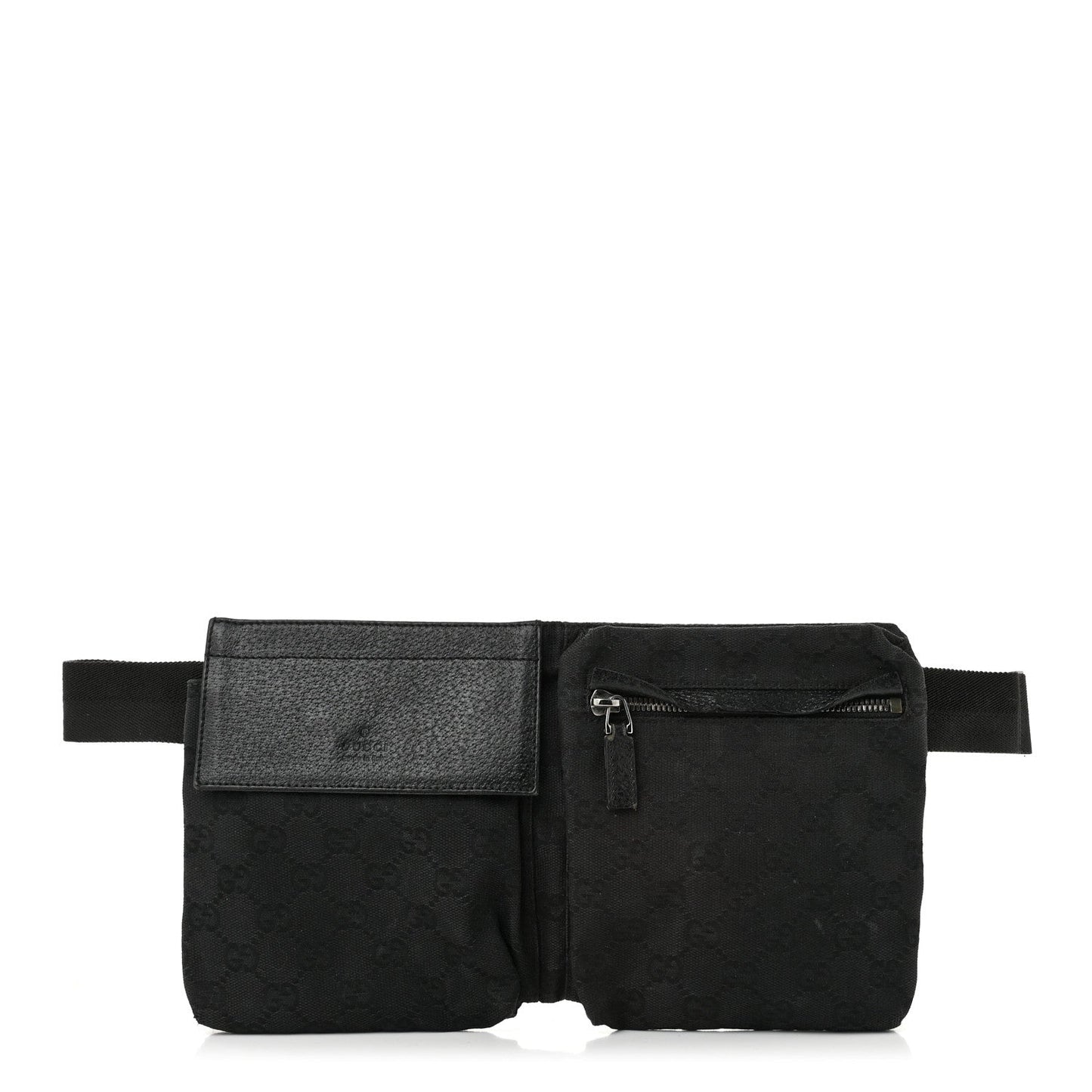 Gucci GG Monogram Double Pocket Belt Bag Black