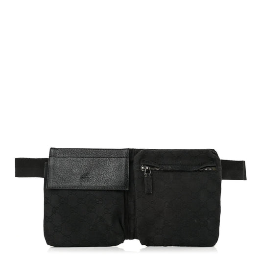 Gucci GG Monogram Double Pocket Belt Bag Black