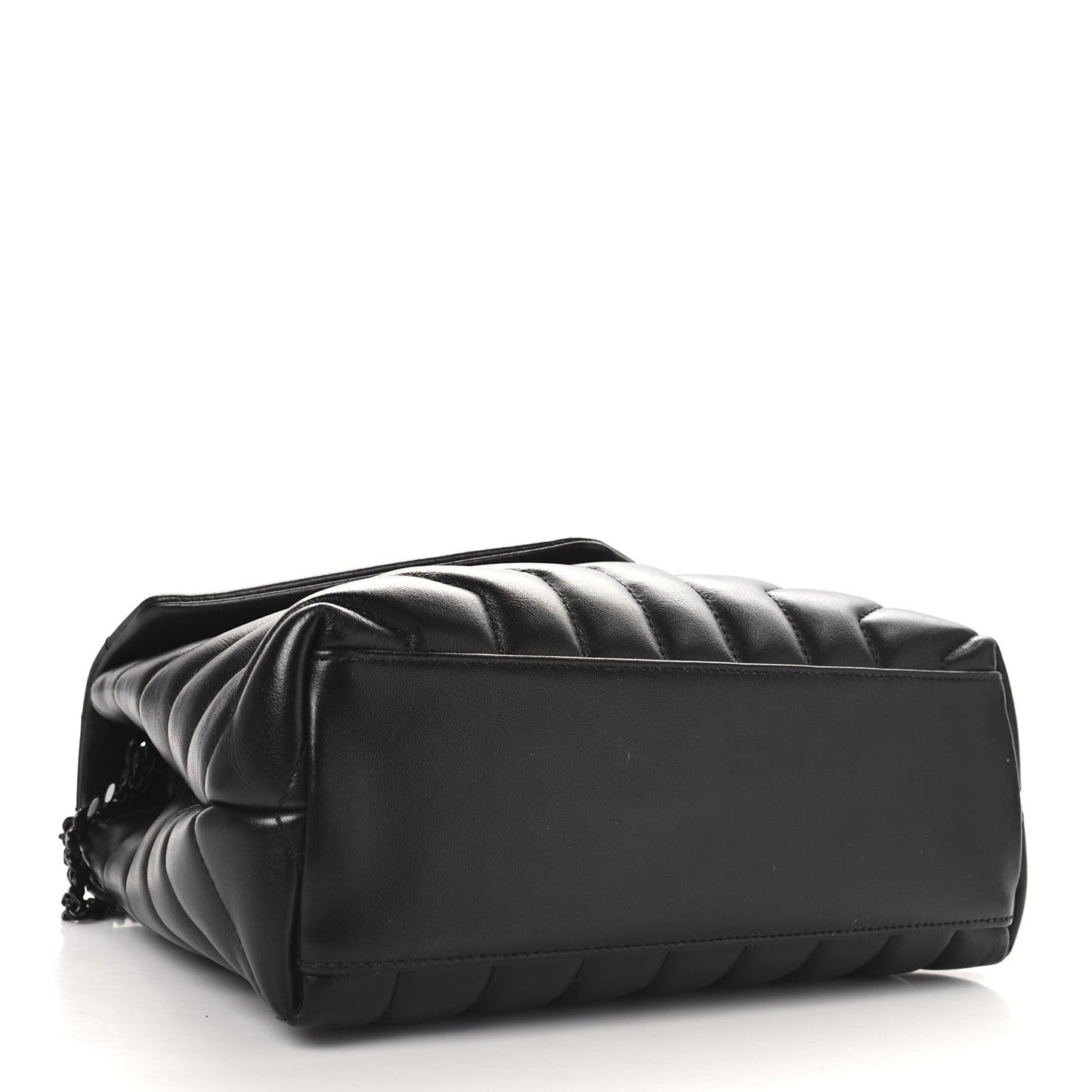 Saint Laurent Calfskin Y Quilted Monogram Monochrome Small Loulou Chain Satchel Black