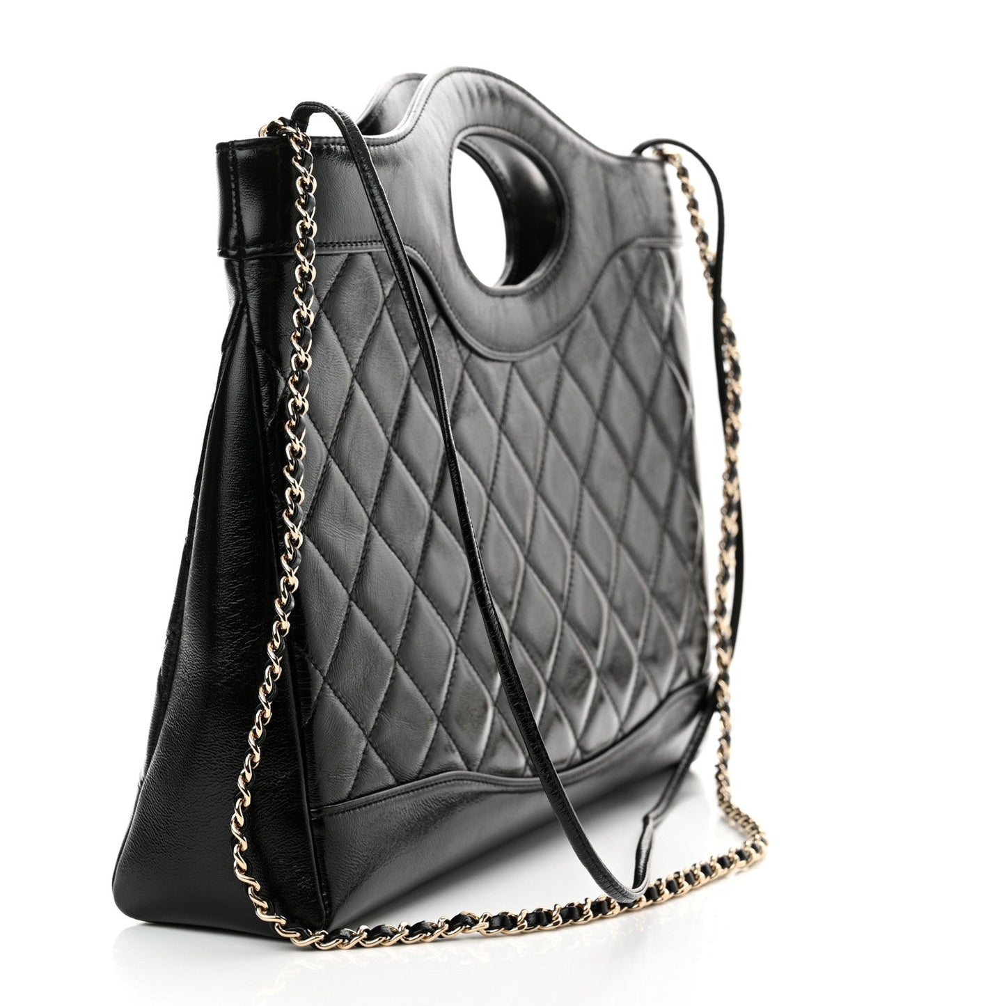 Chanel Shiny Lambskin Quilted 31 Shopping Bag Black