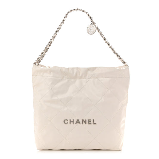 Chanel Shiny Calfskin Quilted Small 22 White